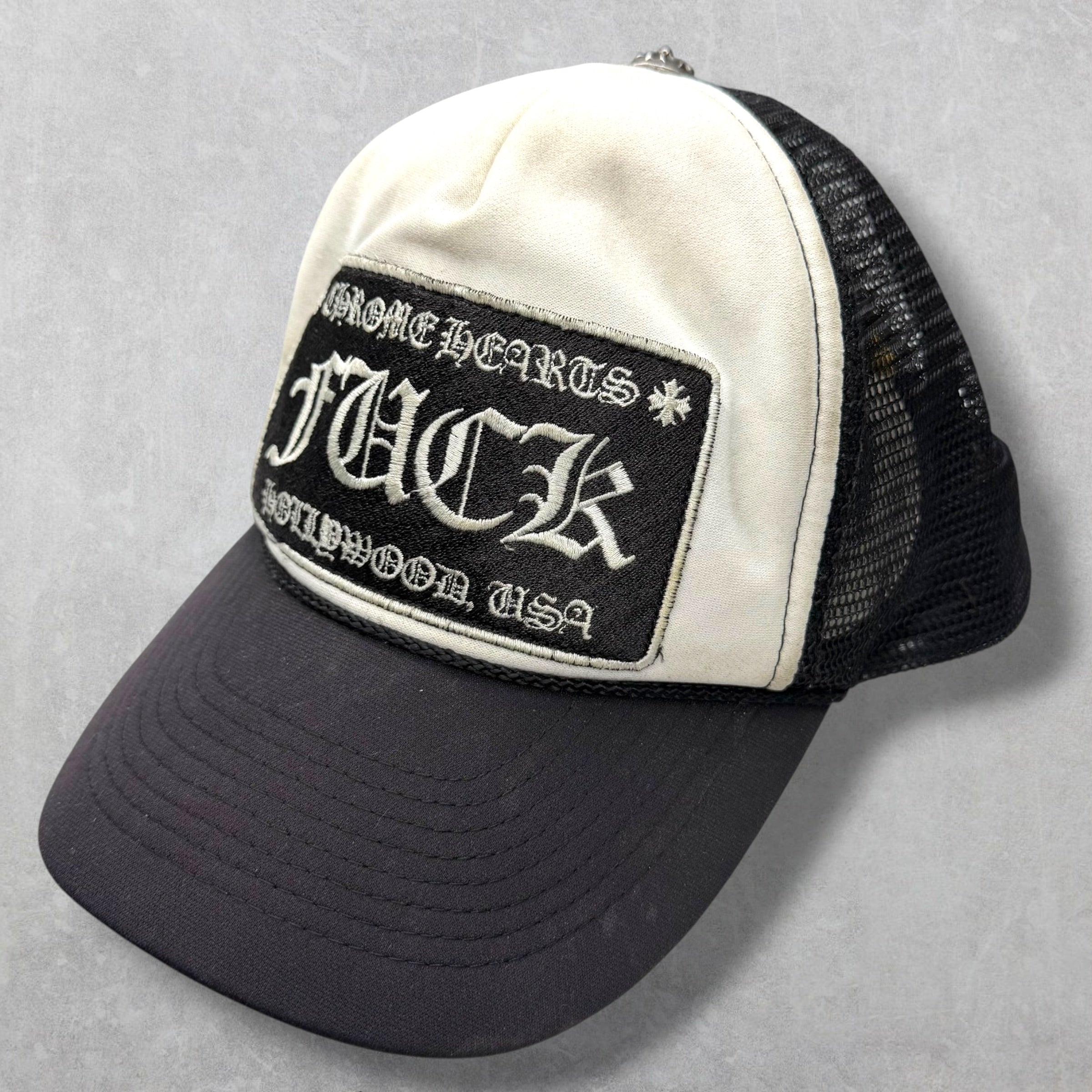 Vintage Chrome Hearts Fuck White Trucker Hat