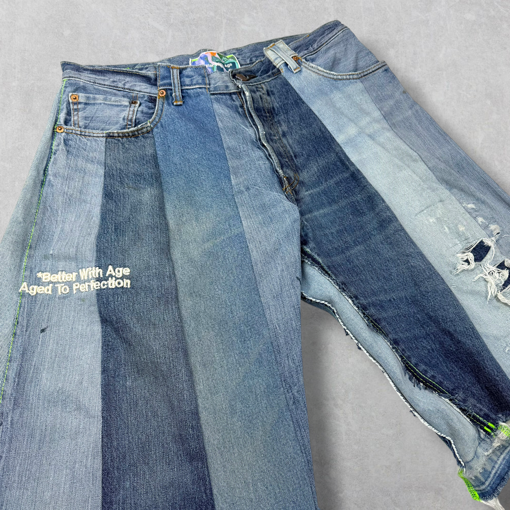 Better With Age Cancel Double-Wide Denim Shorts 36