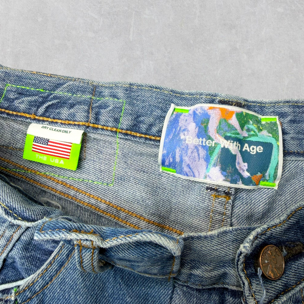 Better With Age Cancel Double-Wide Denim Shorts 36
