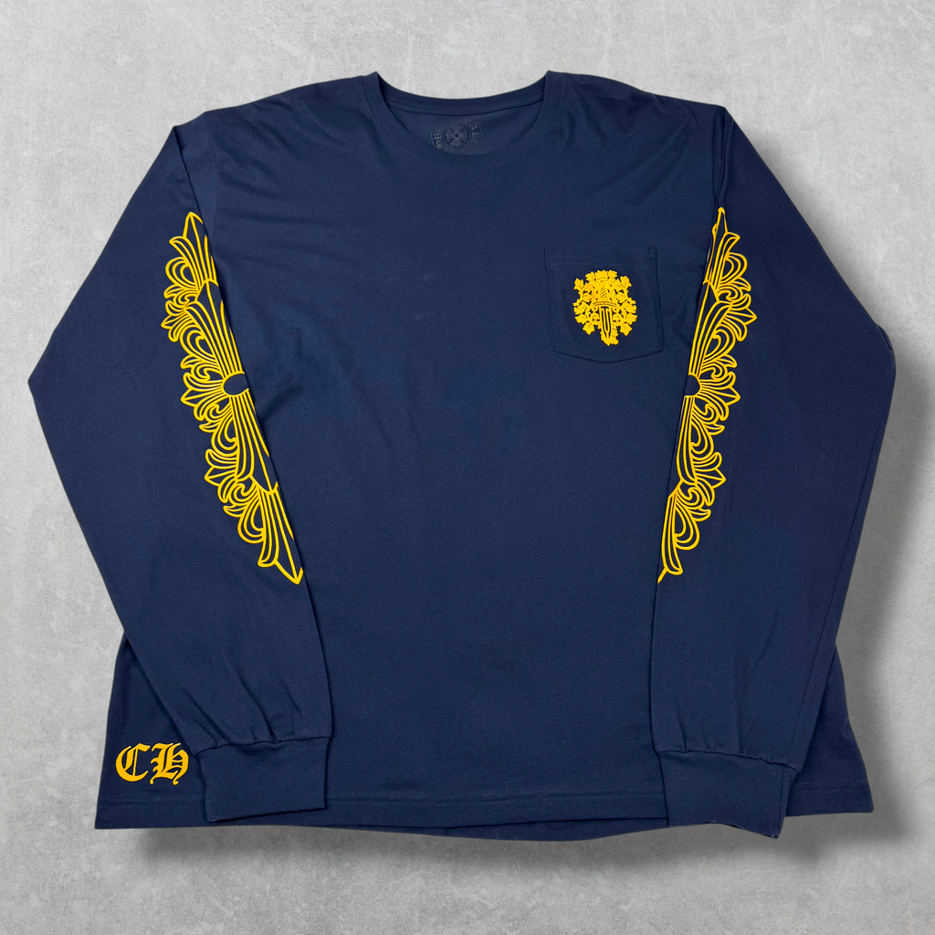 Chrome Hearts Yellow V89 Dagger Navy L/S XXL