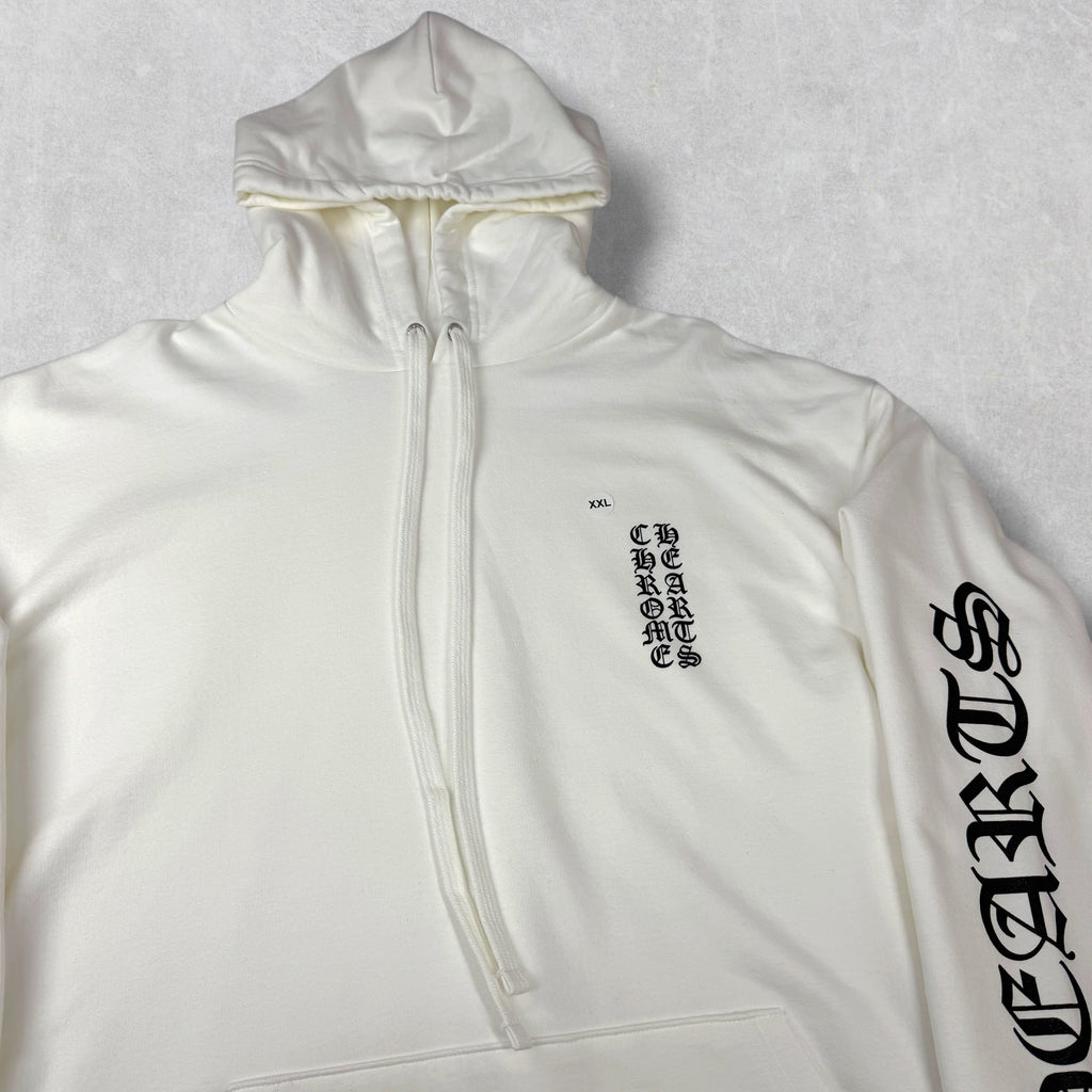Chrome Hearts Vertical Logo White Hoodie XXL