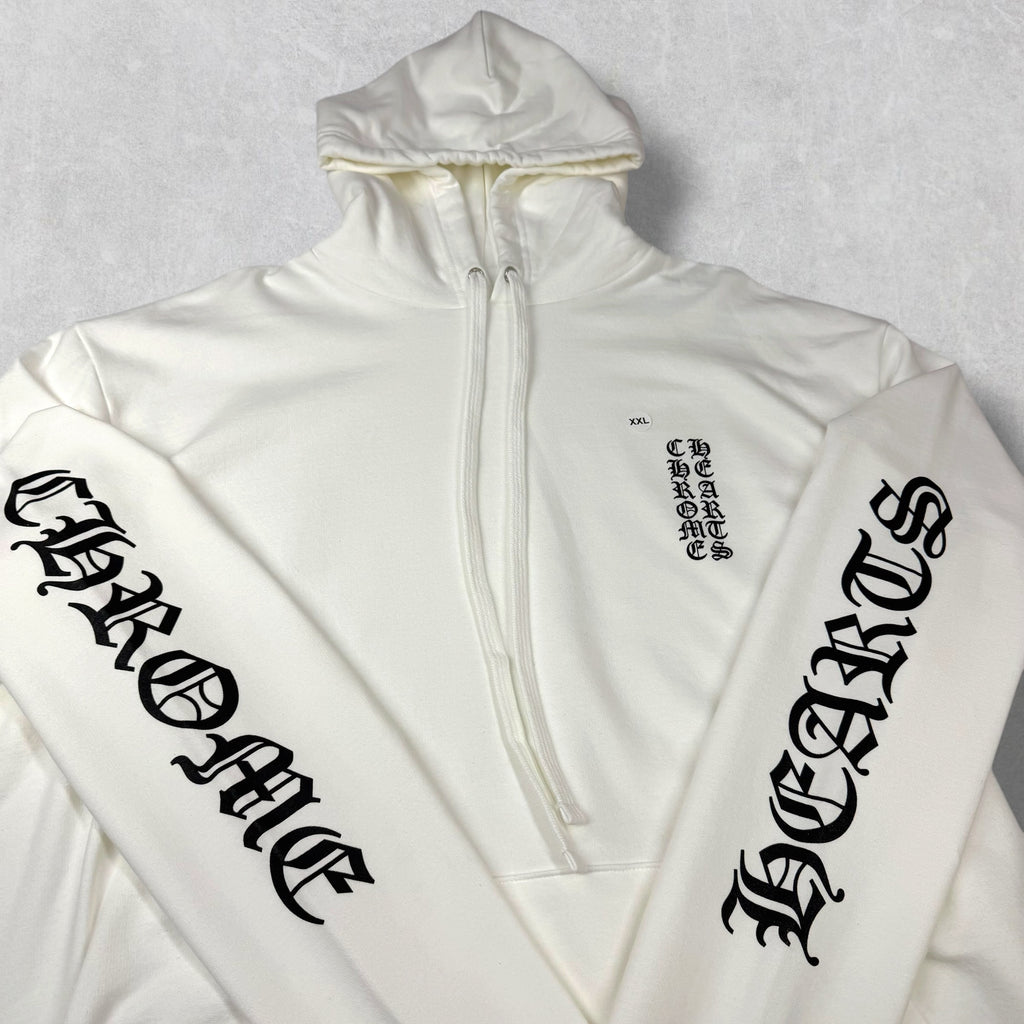 Chrome Hearts Vertical Logo White Hoodie XXL