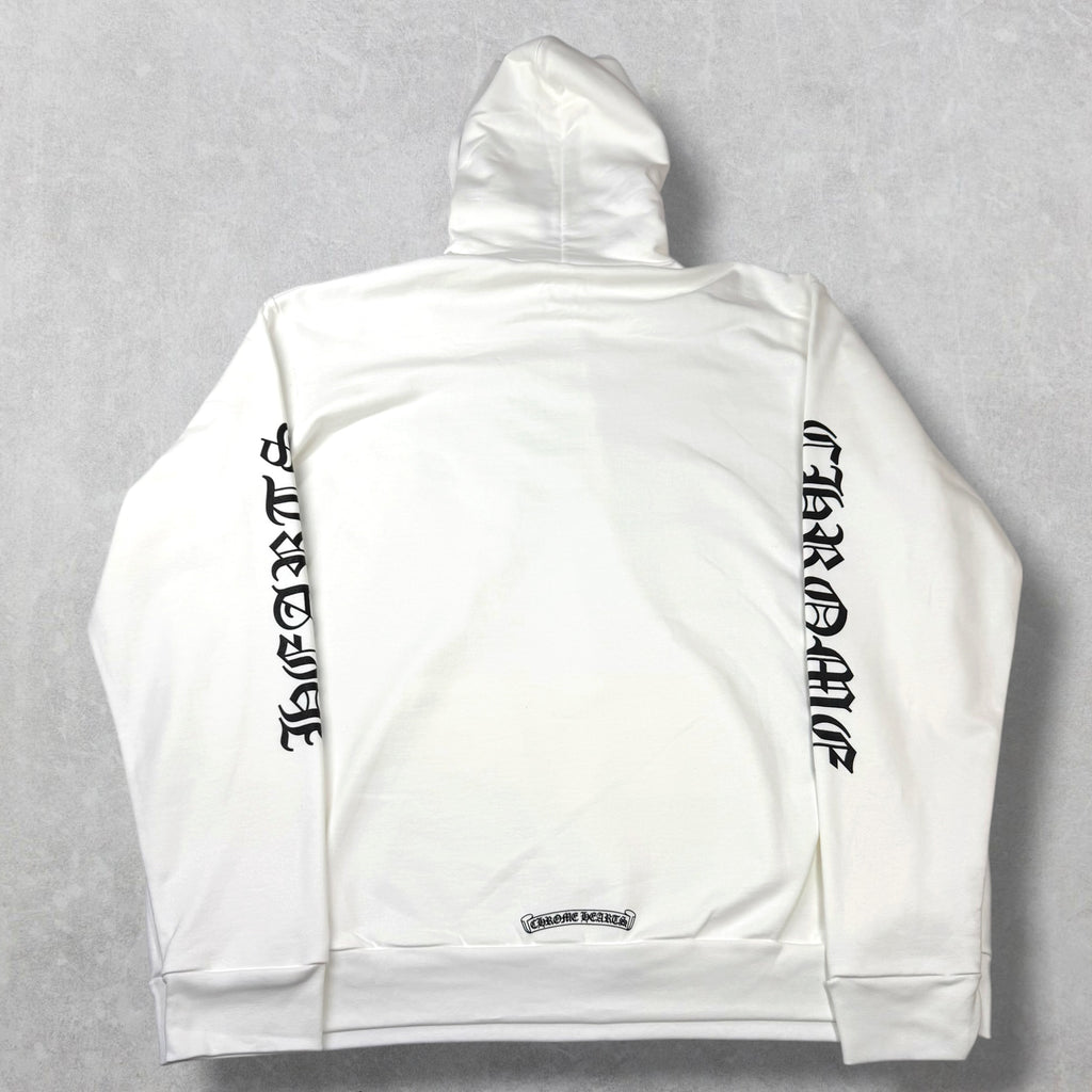 Chrome Hearts Vertical Logo White Hoodie XXL