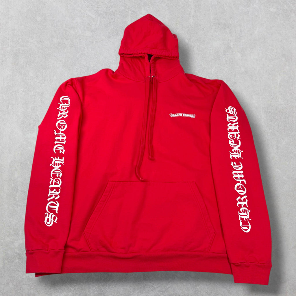 Chrome Hearts Red Scroll Logo Hoodie XXL