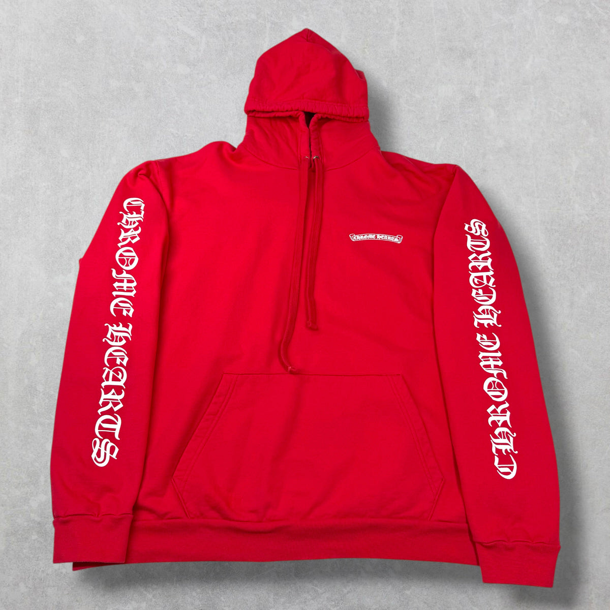Chrome Hearts Red Scroll Logo Hoodie XXL