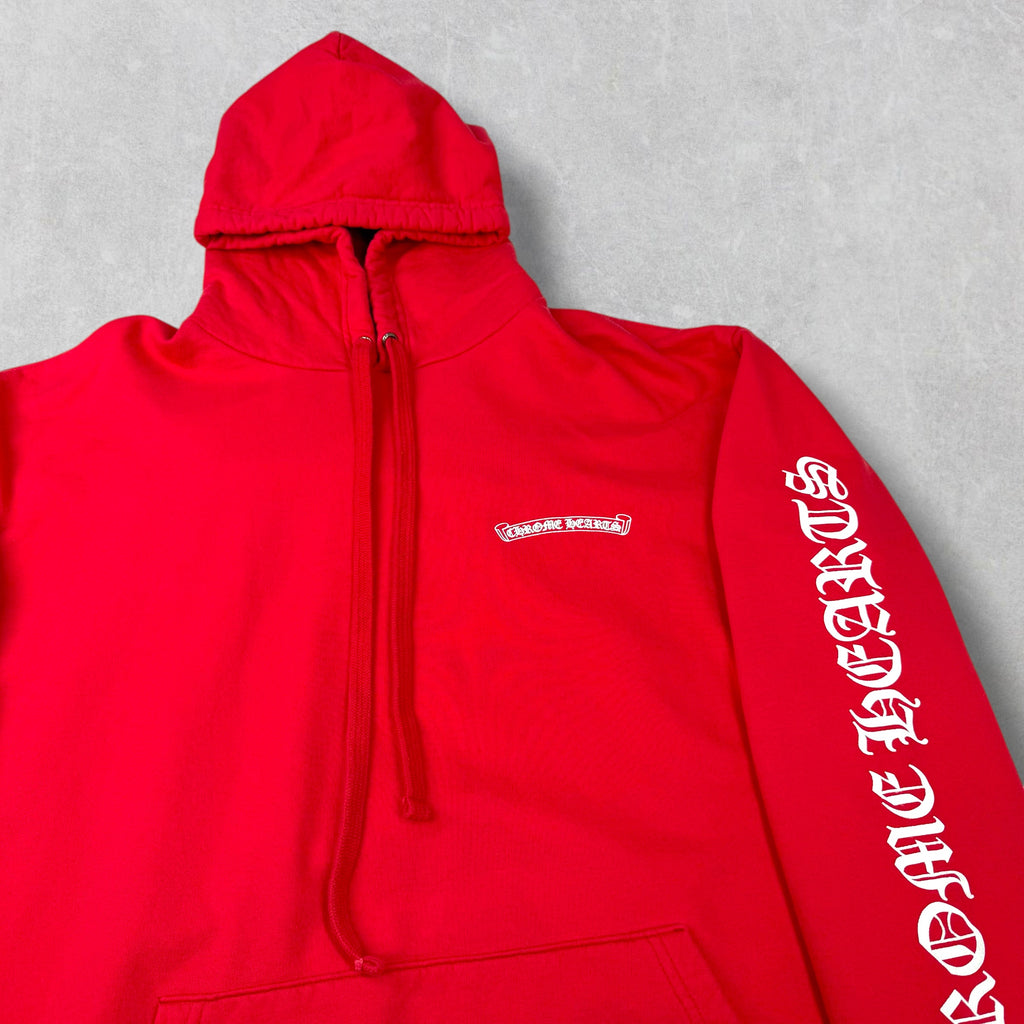 Chrome Hearts Red Scroll Logo Hoodie XXL