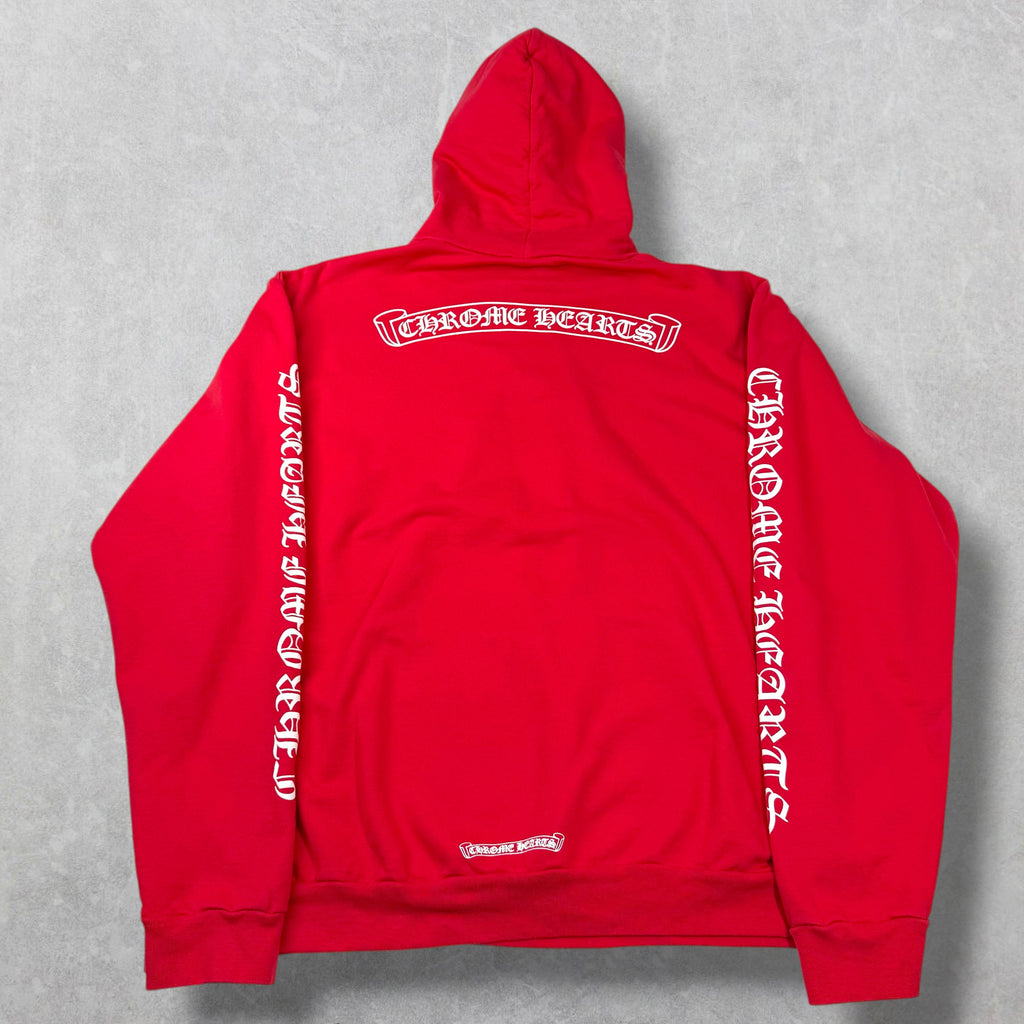 Chrome Hearts Red Scroll Logo Hoodie XXL