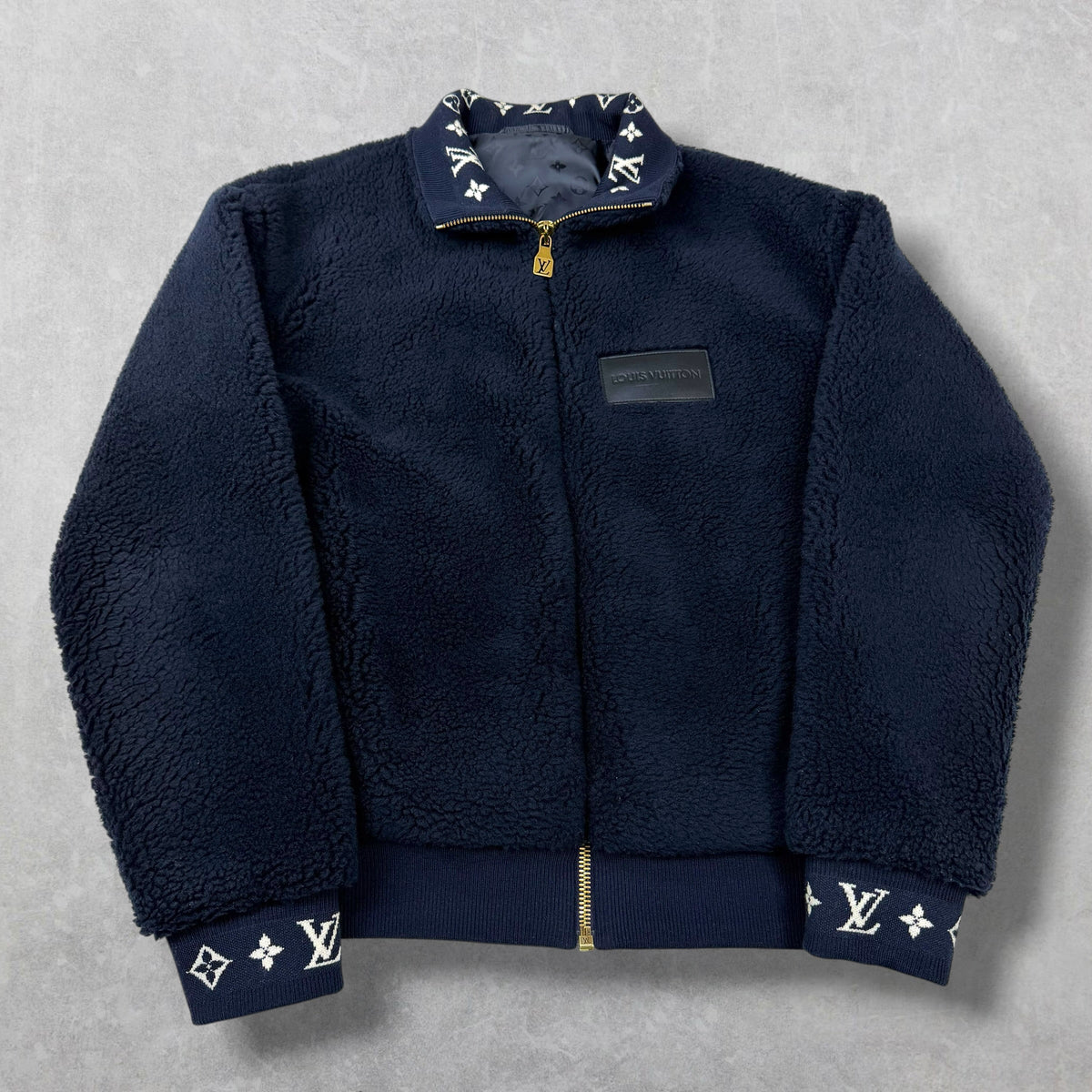Louis Vuitton Leather Patch Fleece Blouson L
