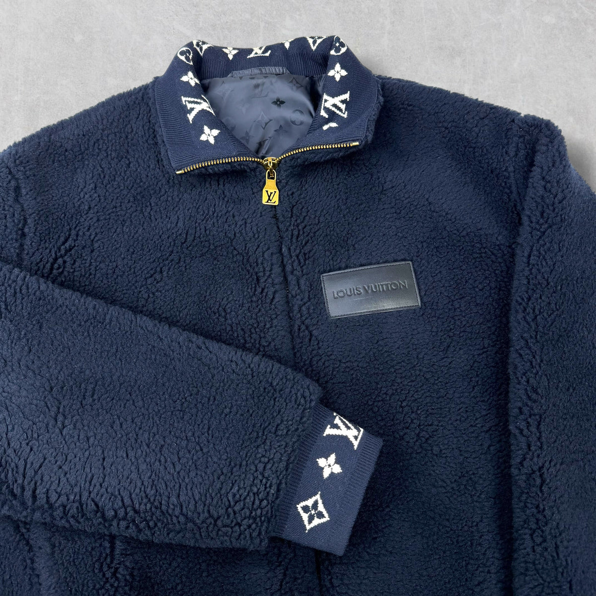 Louis Vuitton Leather Patch Fleece Blouson L