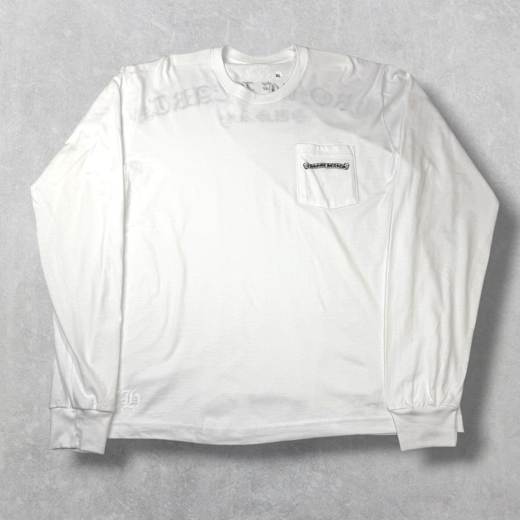 Chrome Hearts Script Logo USA L/S White Tee XL