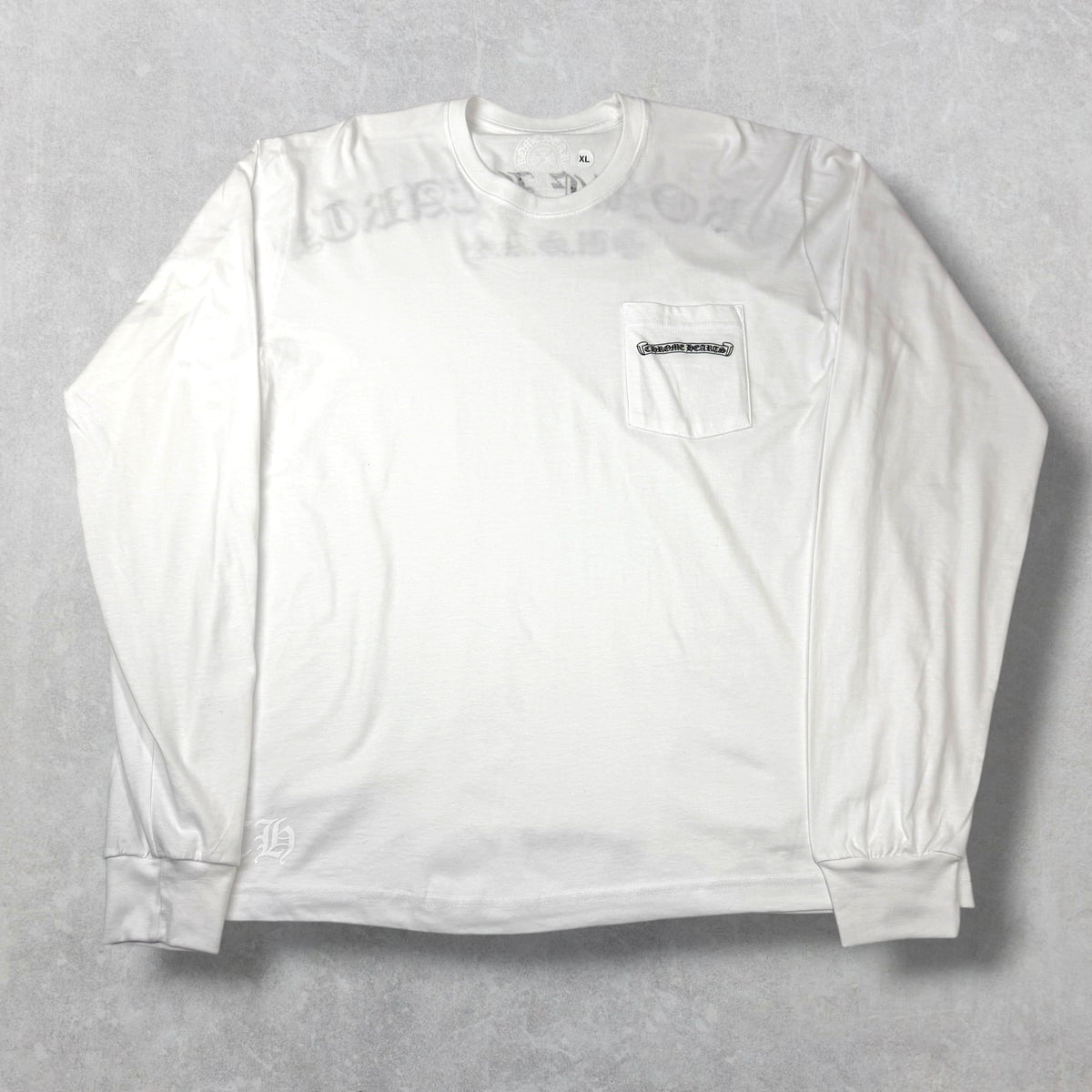 Chrome Hearts Script Logo USA L/S White Tee XL