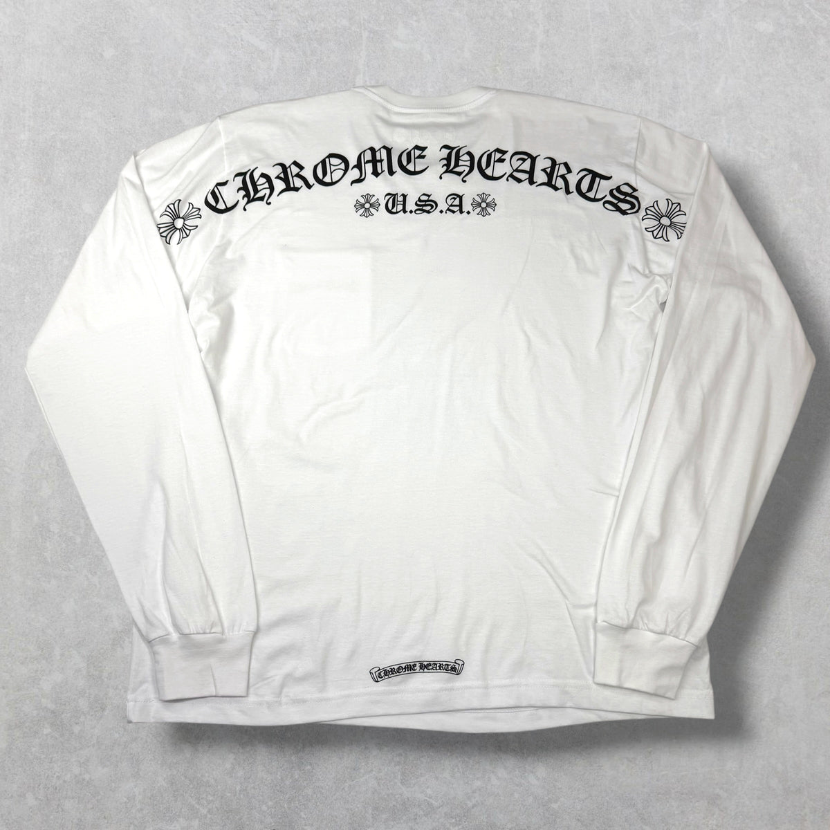 Chrome Hearts Script Logo USA L/S White Tee XL