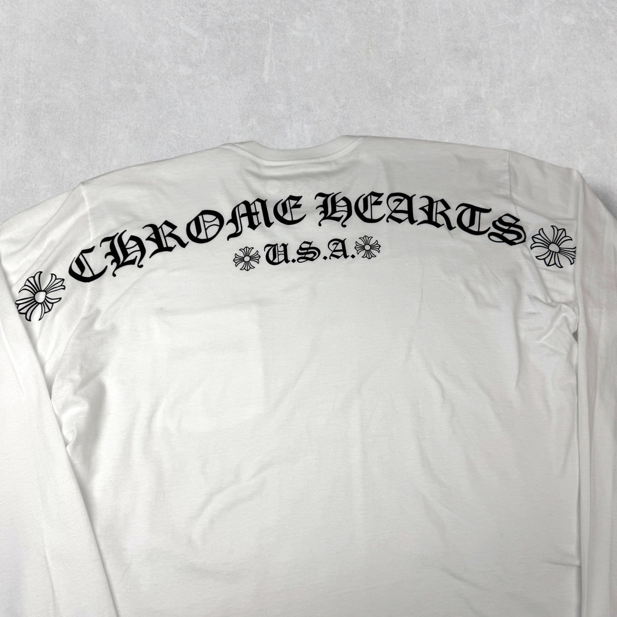 Chrome Hearts Script Logo USA L/S White Tee XL