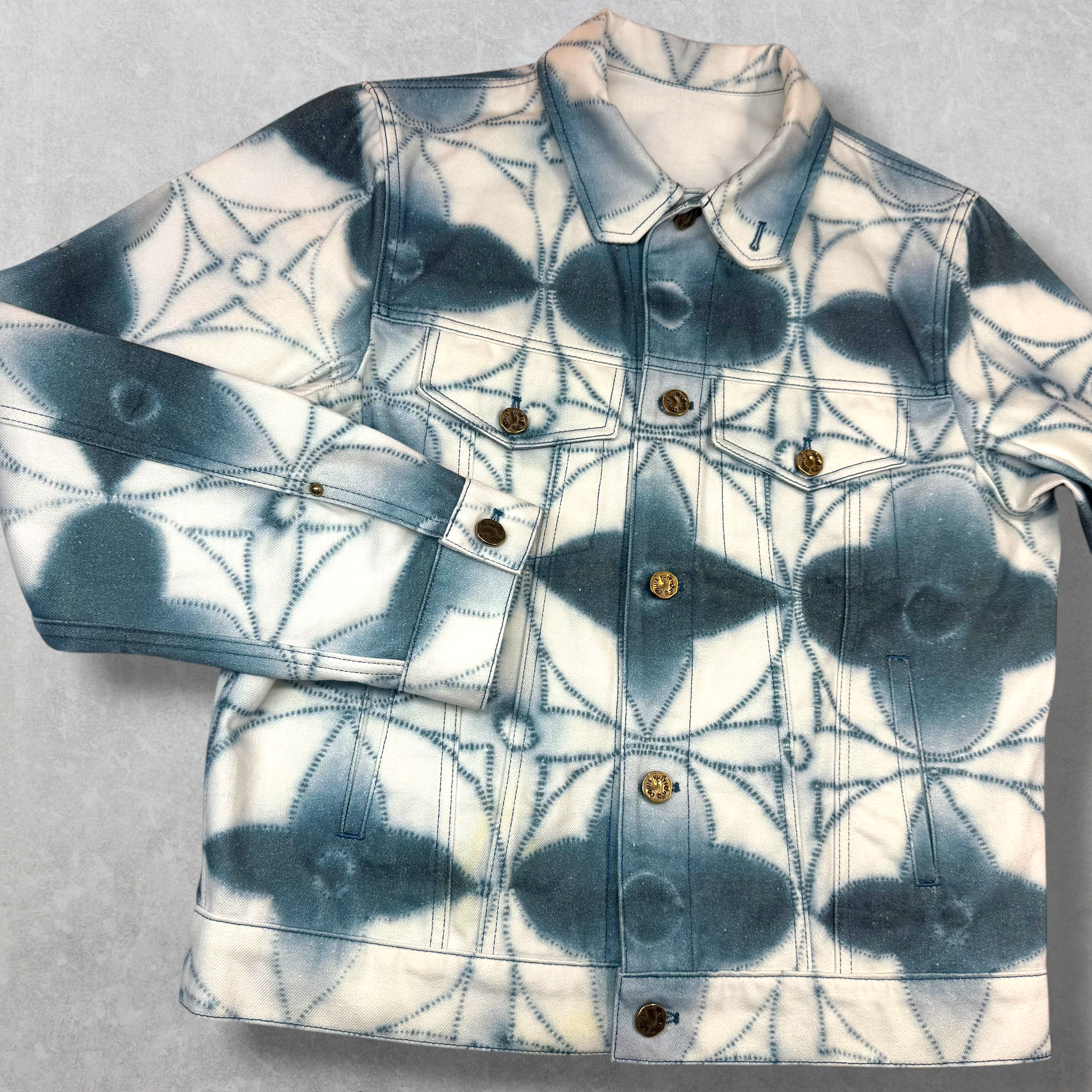 Louis Vuitton Monogram Shibori Tie-Dye Denim Jacket 48 (M)