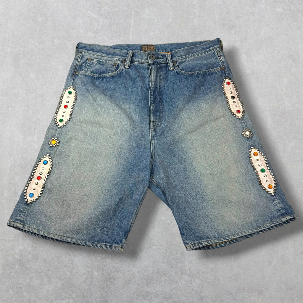 Kapital Studded Remake 14oz Denim Shorts 36