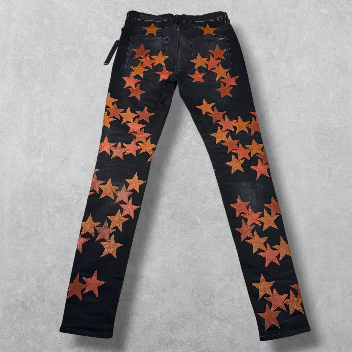 Amiri x Chemist Orange Leather Star Jeans 32