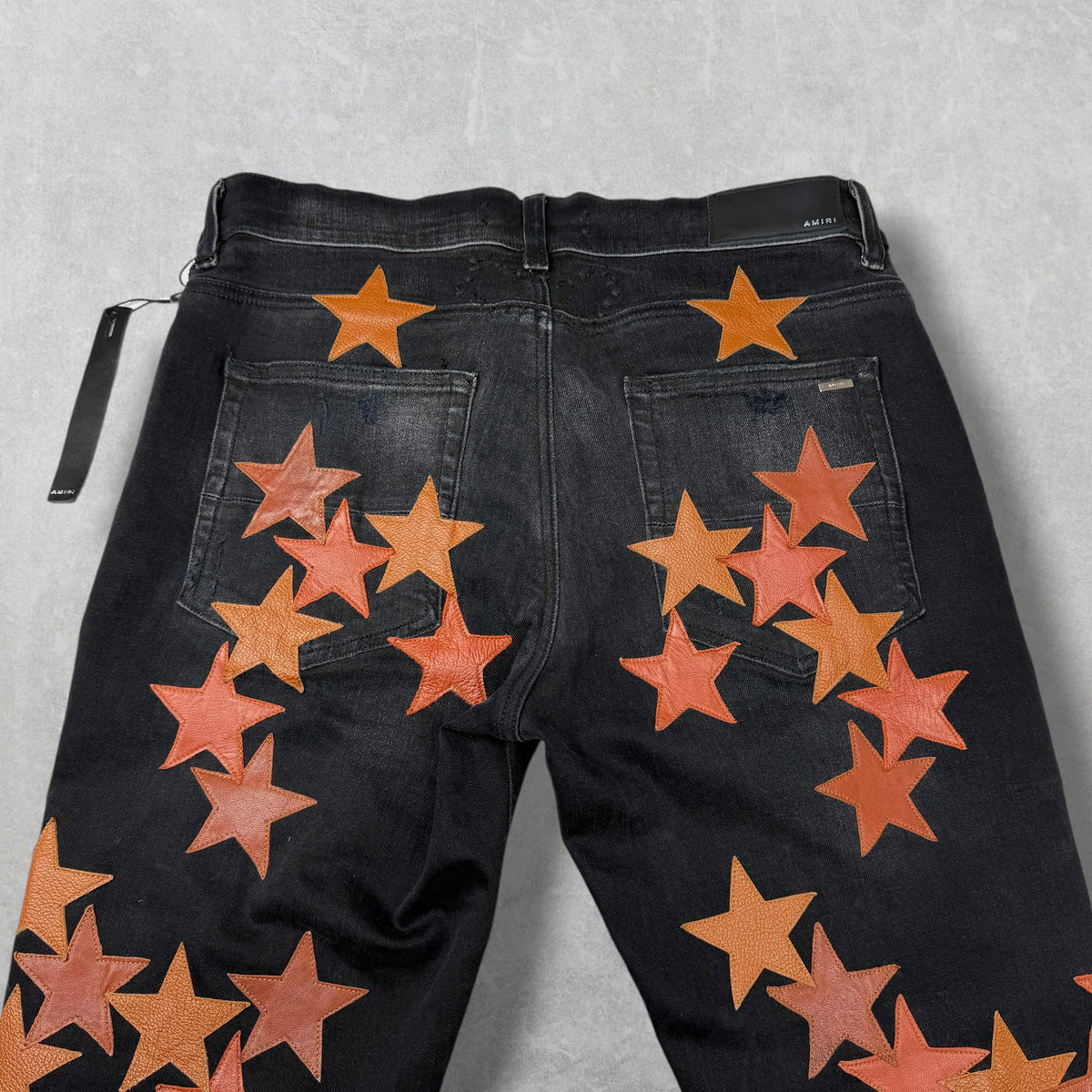 Amiri x Chemist Orange Leather Star Jeans 32