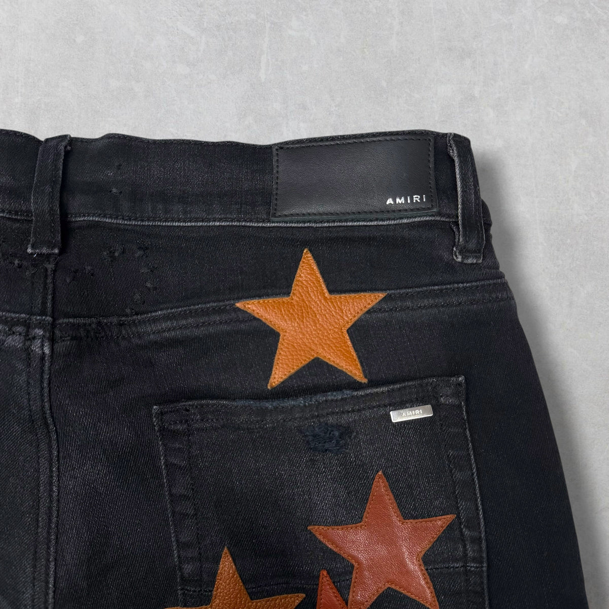 Amiri x Chemist Orange Leather Star Jeans 32