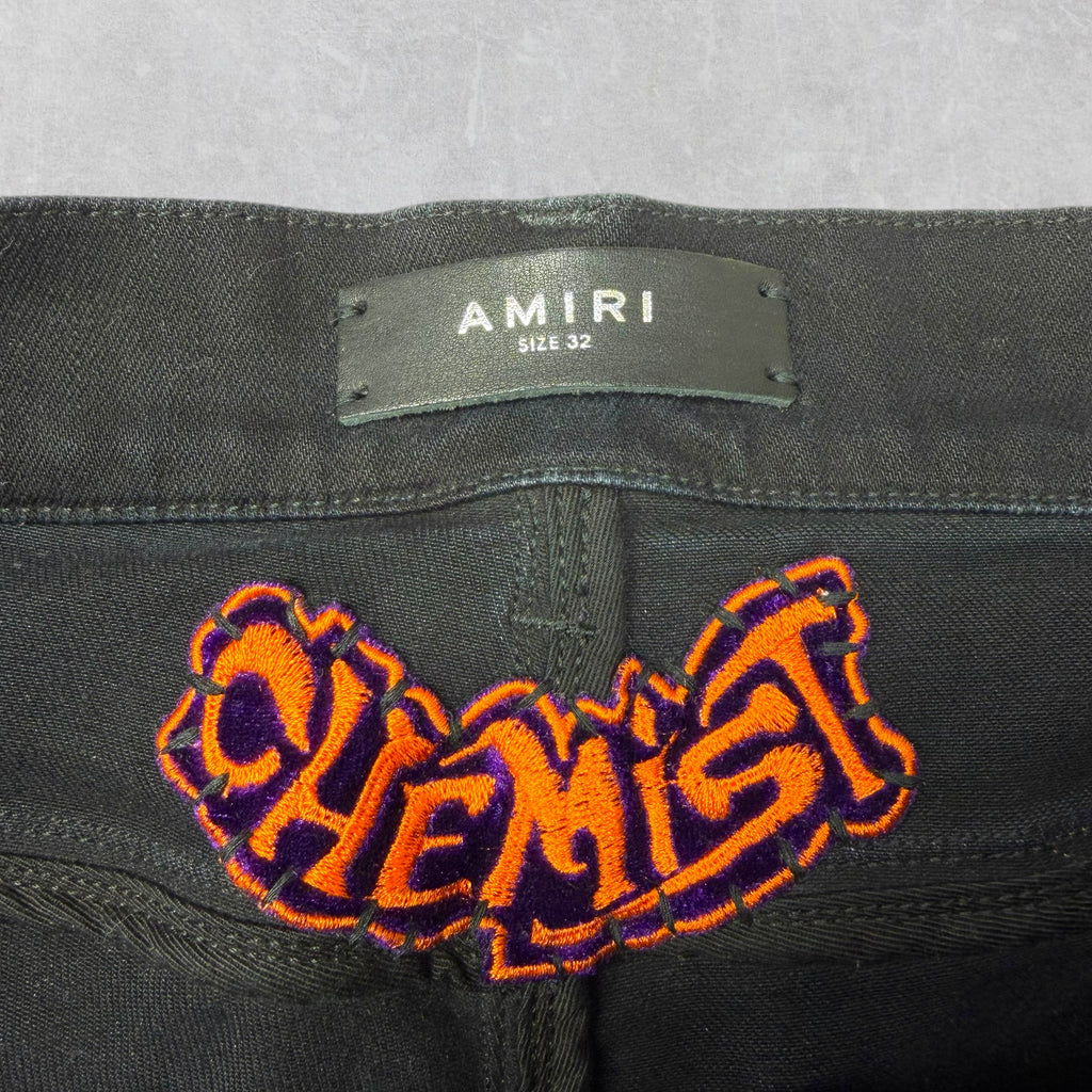 Amiri x Chemist Orange Leather Star Jeans 32