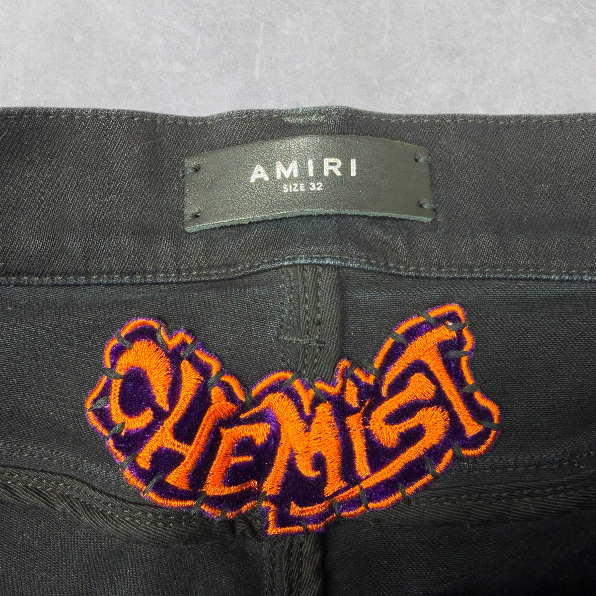 Amiri x Chemist Orange Leather Star Jeans 32