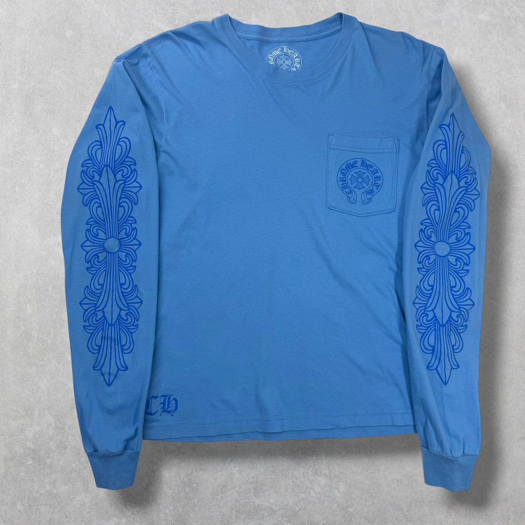Chrome Hearts  Miami Horseshoe Floral Blue L/S M