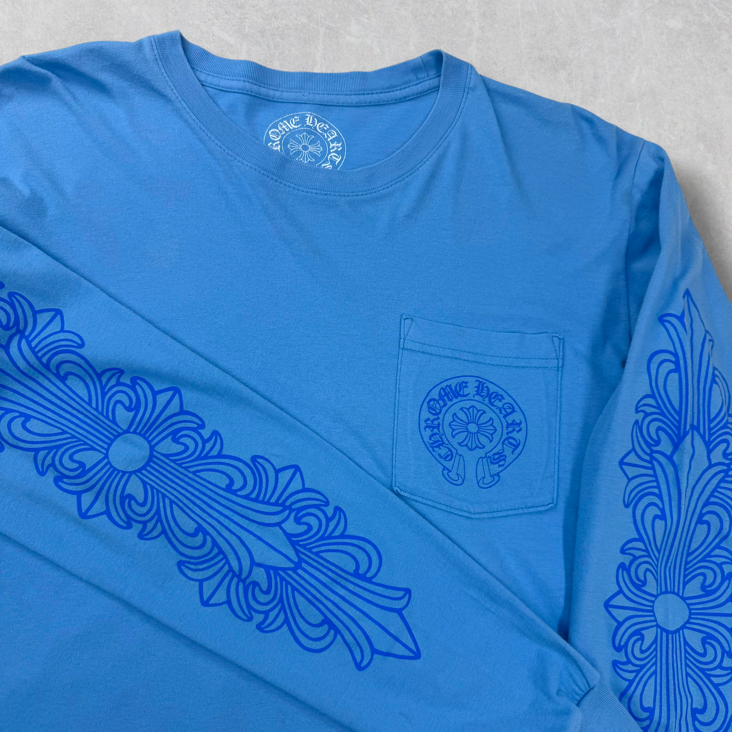 Chrome Hearts  Miami Horseshoe Floral Blue L/S M