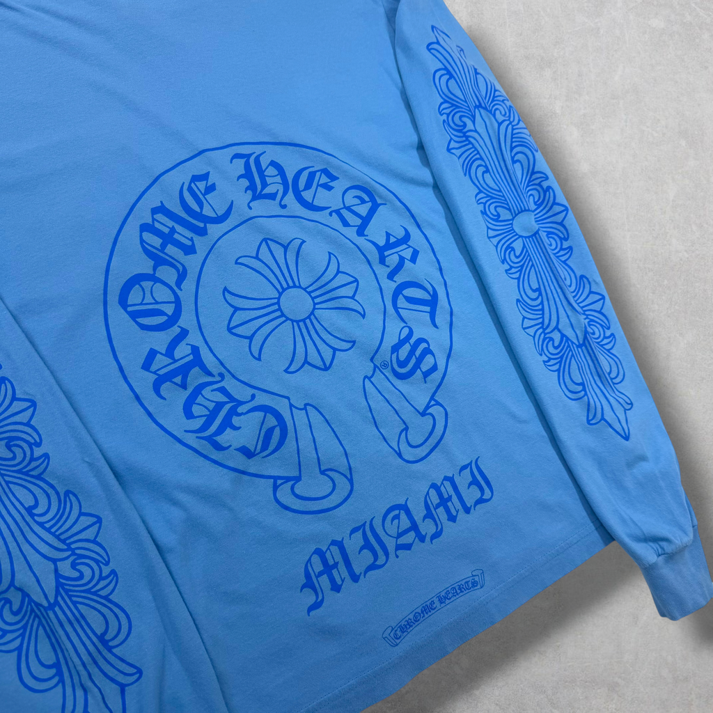 Chrome Hearts  Miami Horseshoe Floral Blue L/S M