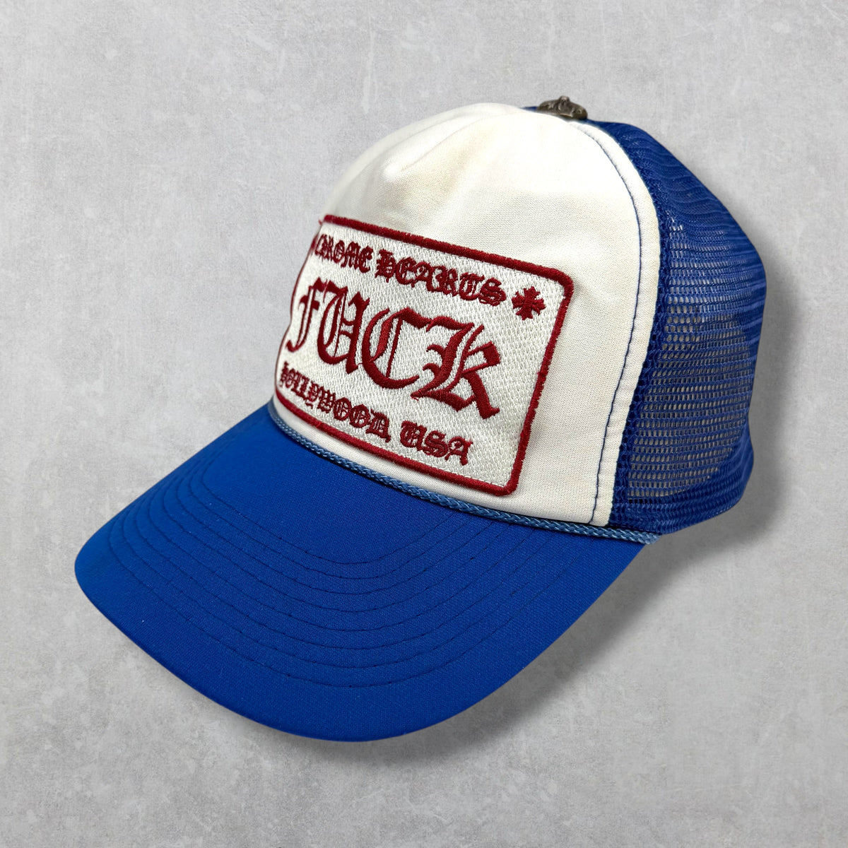 Vintage Chrome Hearts Fuck Blue Trucker Hat
