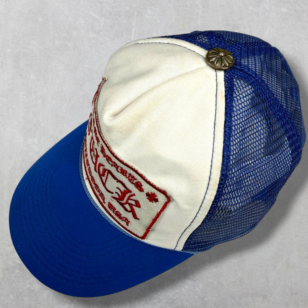 Vintage Chrome Hearts Fuck Blue Trucker Hat