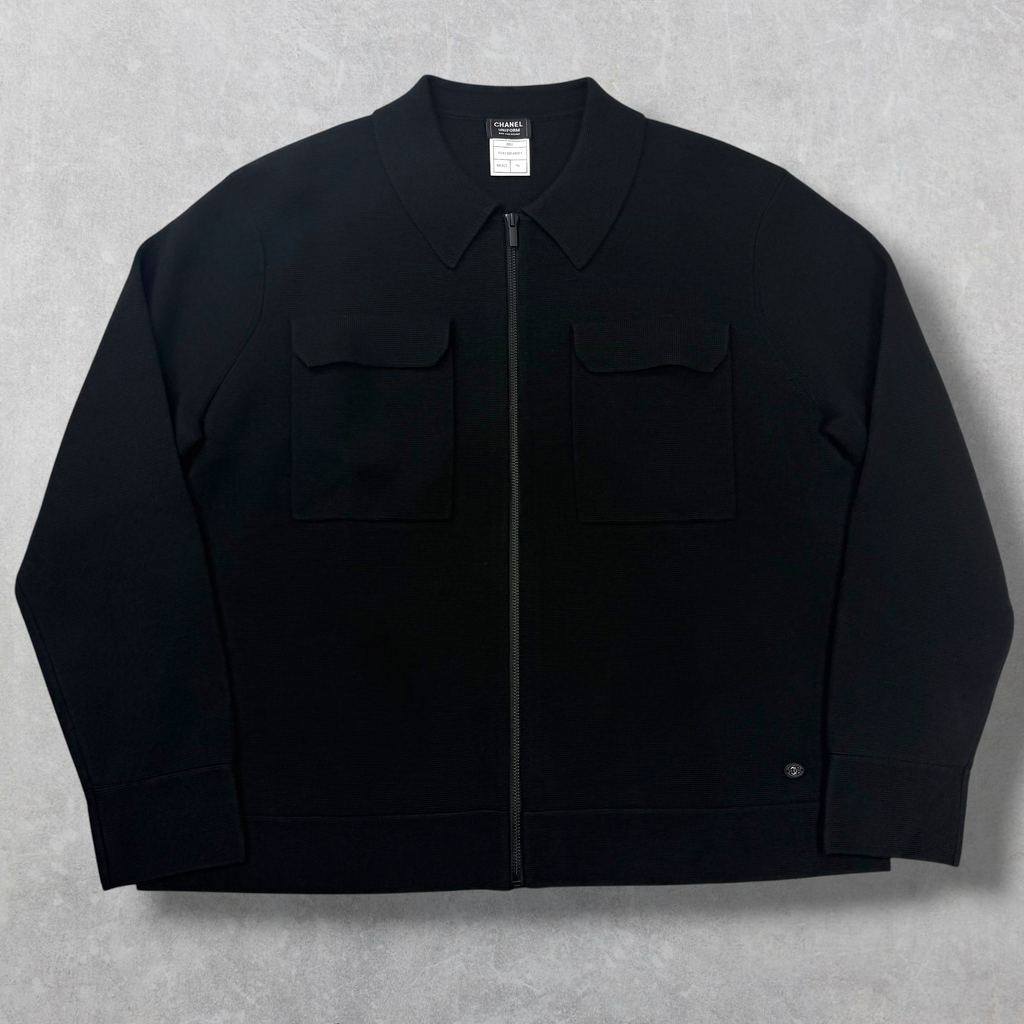 Chanel Uniform Double Pocket Zip Up Knit XL (M)