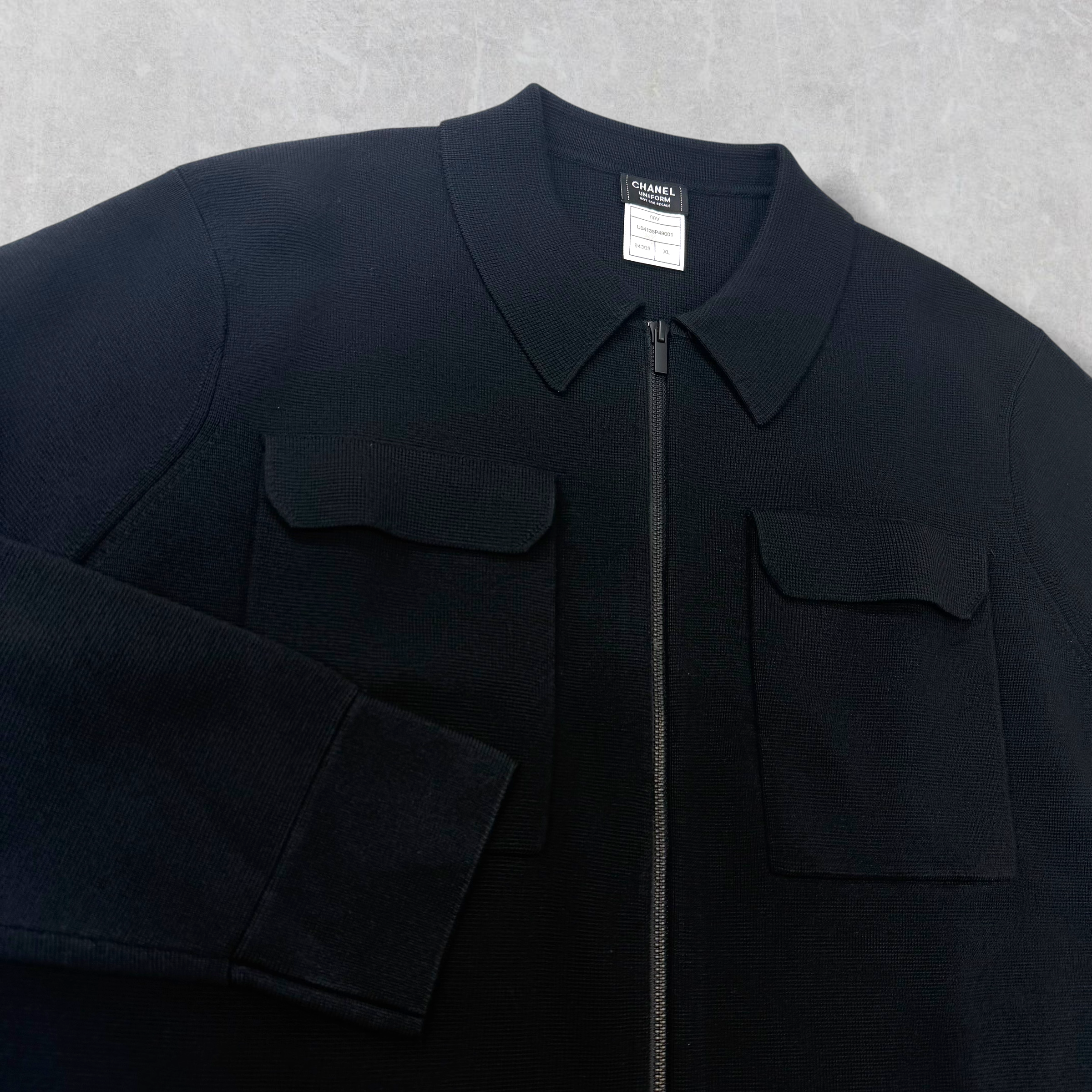 Chanel Uniform Double Pocket Zip Up Knit XL (M)
