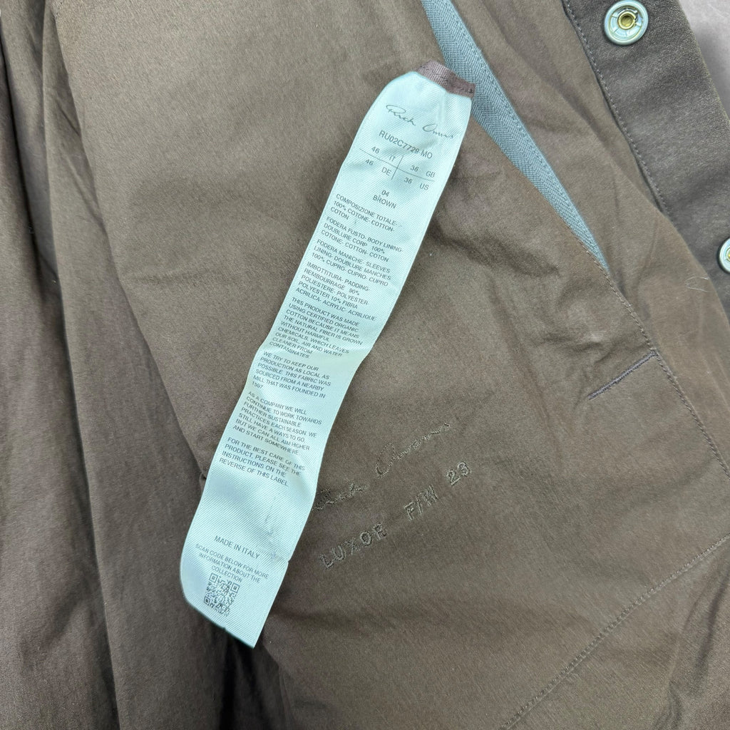 Rick Owens Luxor Heavy Moleskin Brown Outershirt 36 (M)