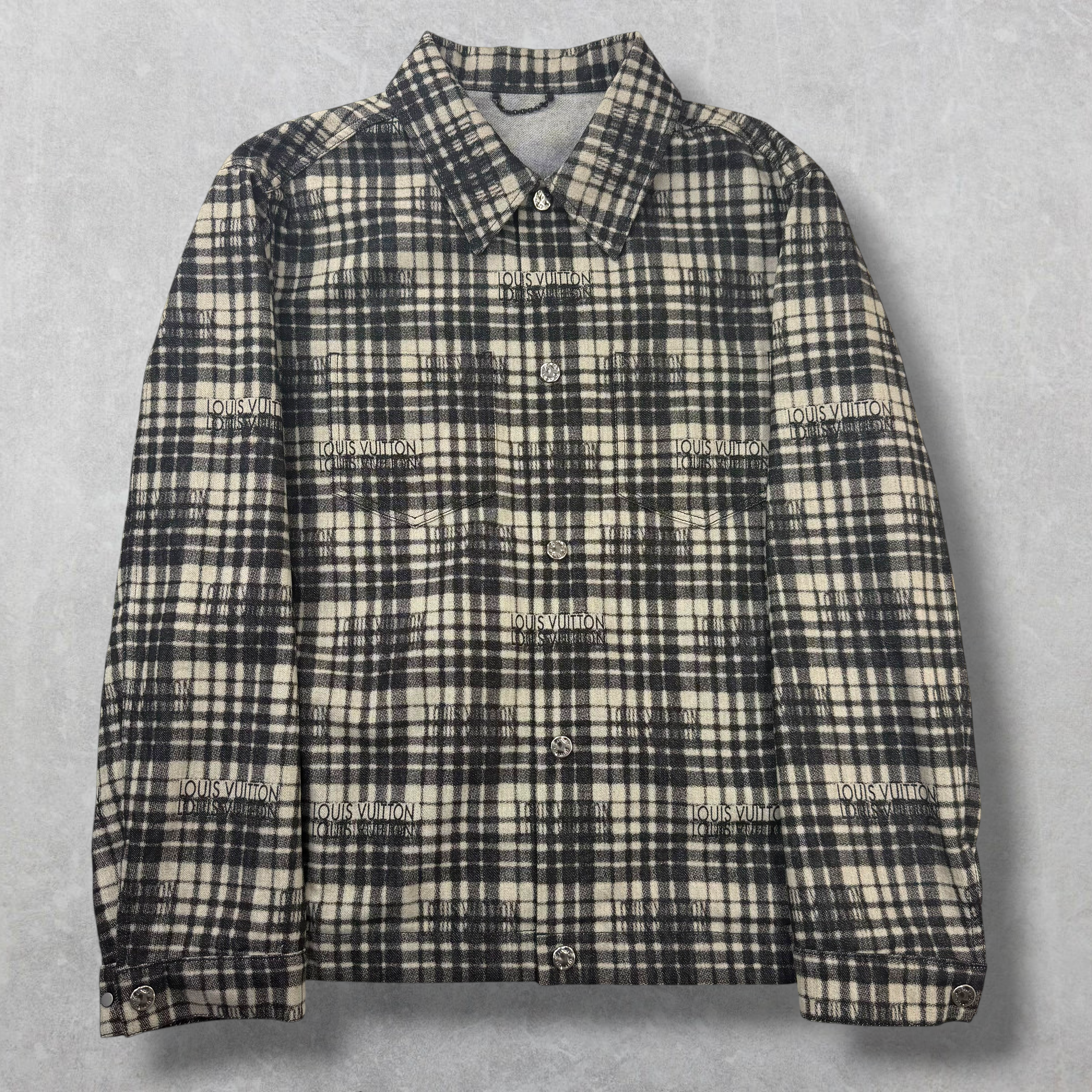 Louis Vuitton Plaid Logo Shirt Jacket 52 (L)