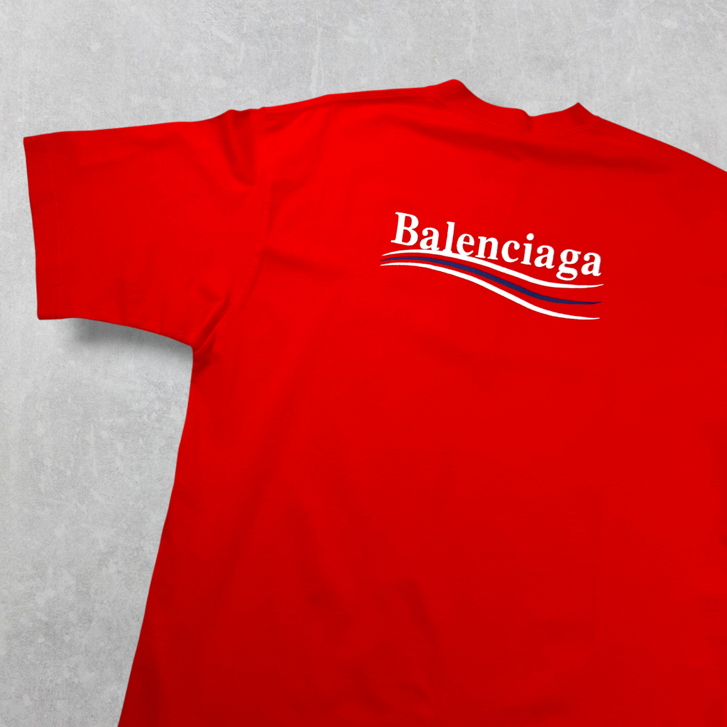 Balenciaga Political Campaign Embroidered Logo Oversized Tee XS (XL)