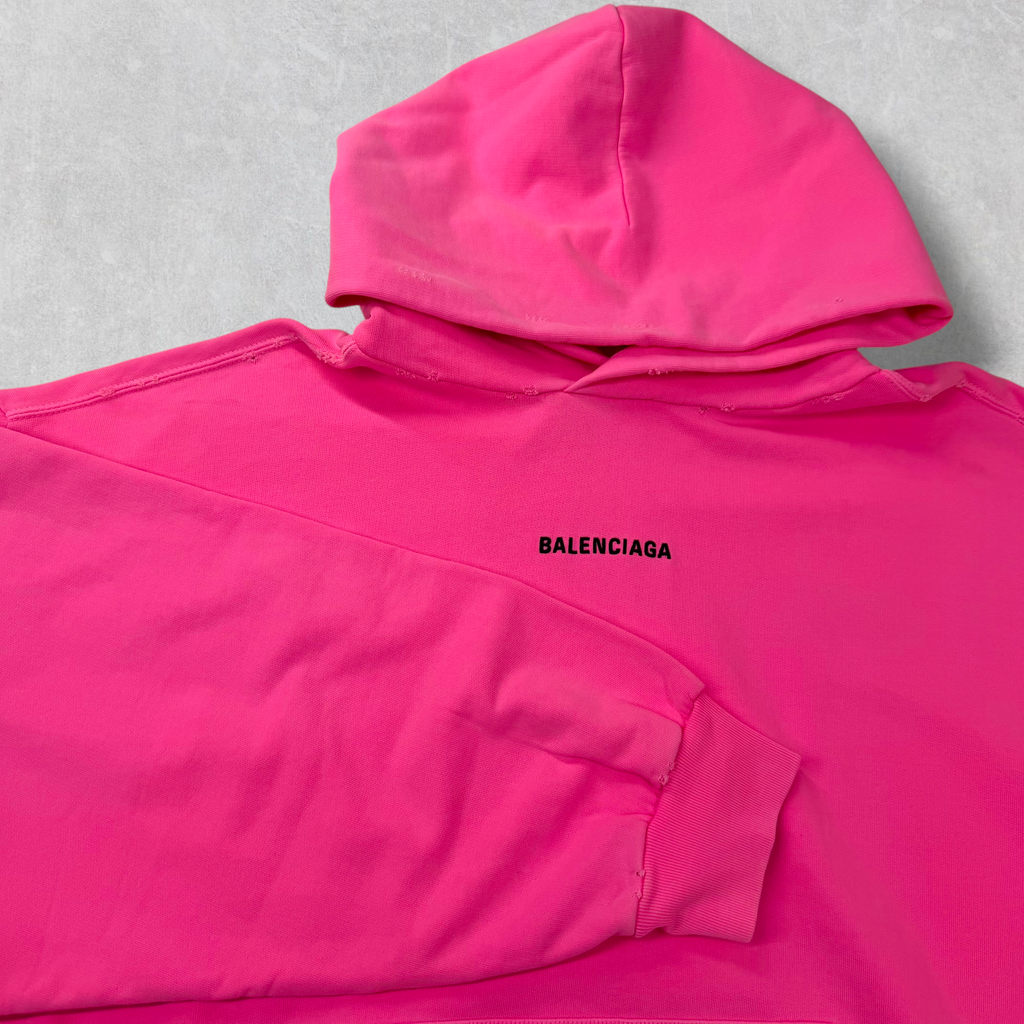 Balenciaga Back Print Bright Pink Medium Fit Hoodie M (L)
