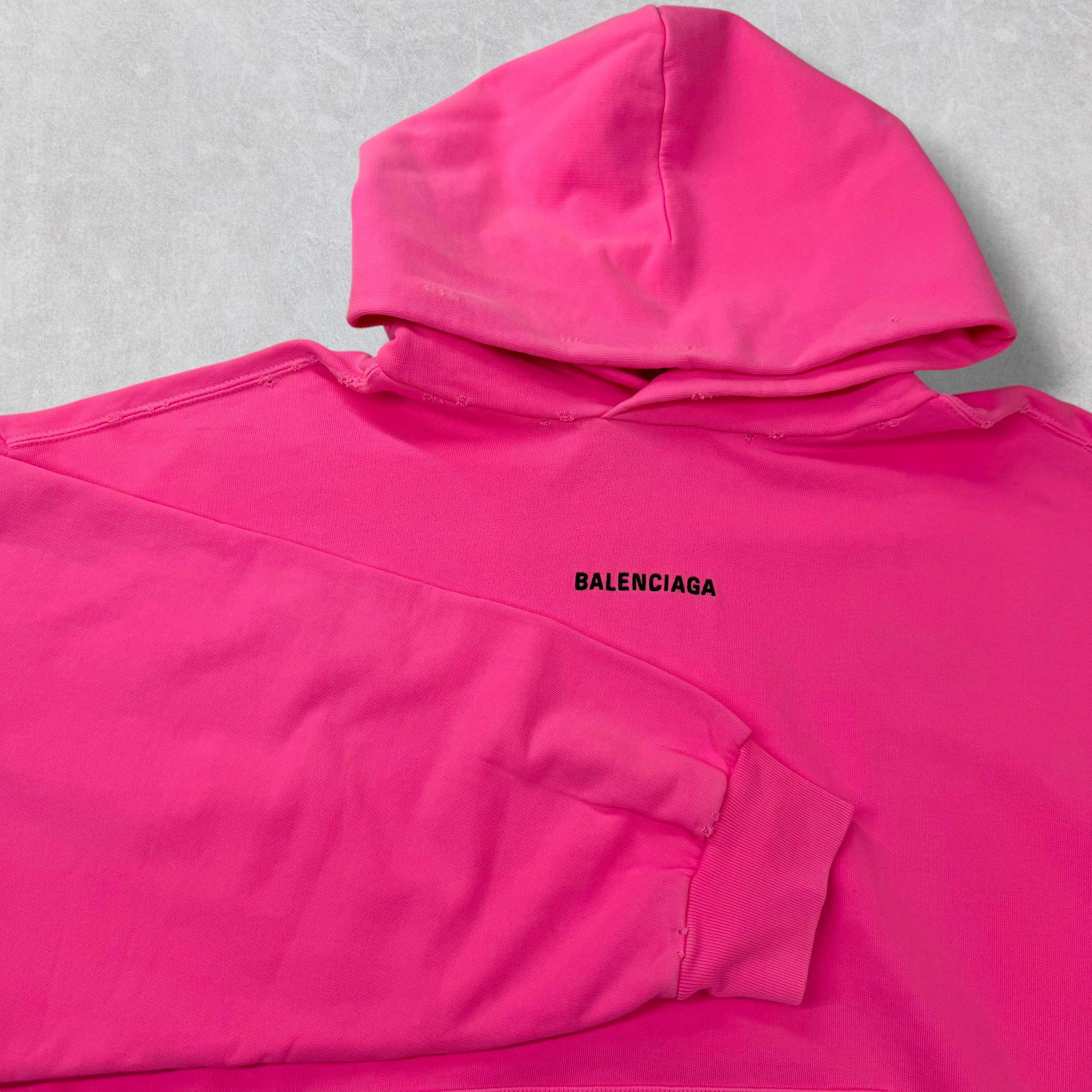 Balenciaga Back Print Bright Pink Medium Fit Hoodie M (L)