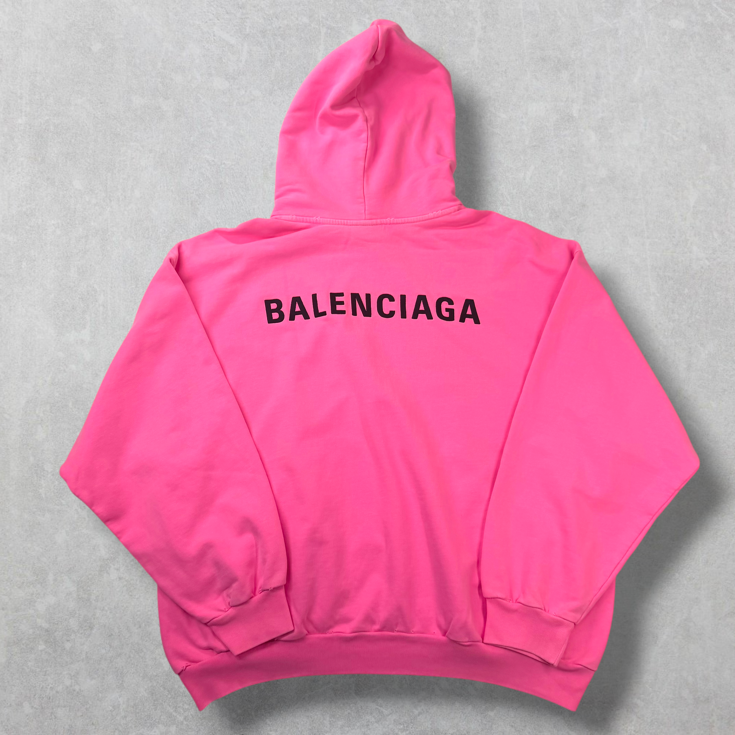Balenciaga Back Print Bright Pink Medium Fit Hoodie M (L)