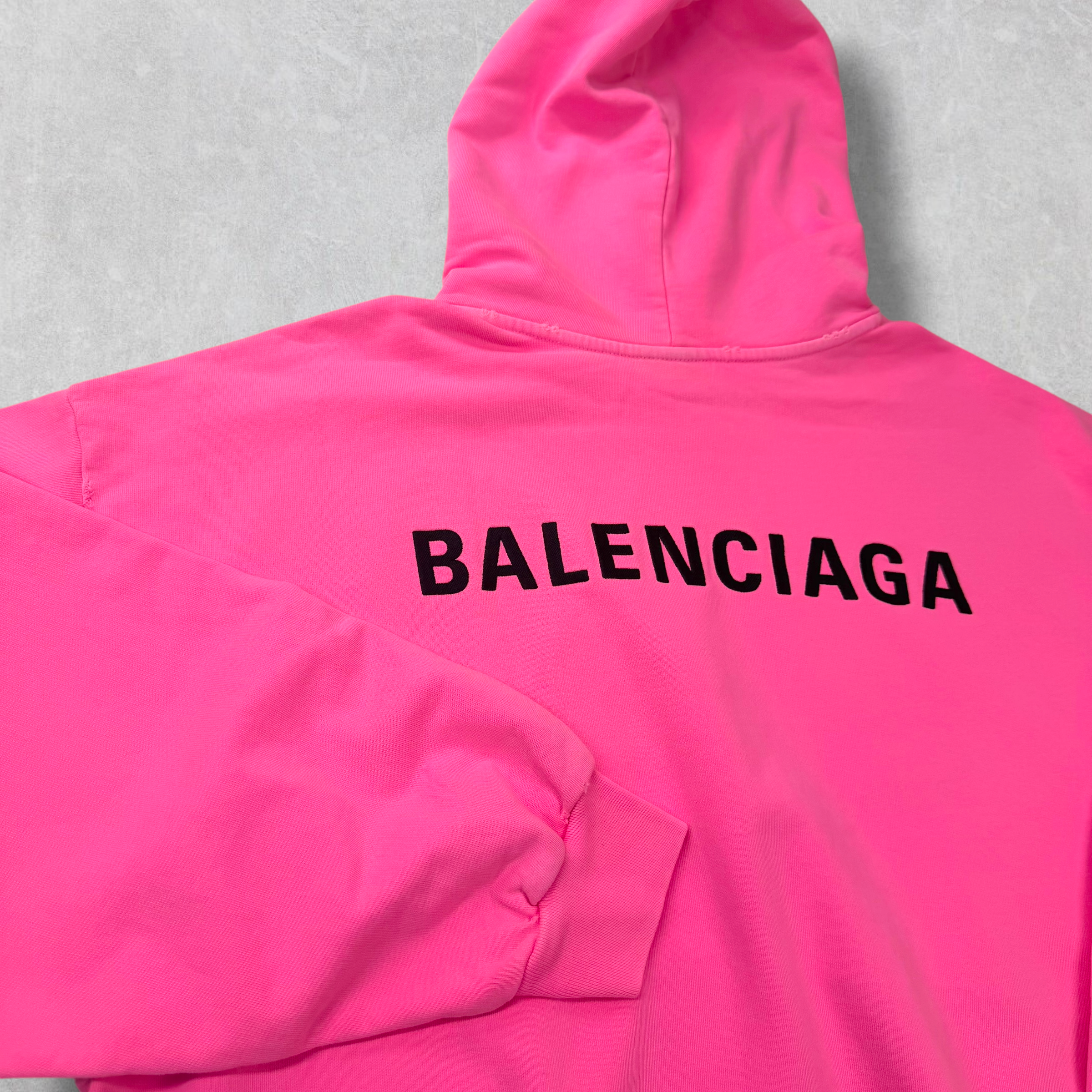 Balenciaga Back Print Bright Pink Medium Fit Hoodie M (L)