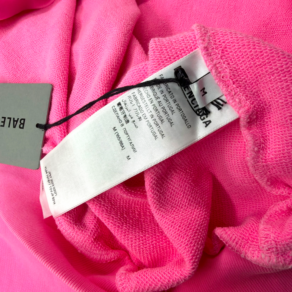 Balenciaga Back Print Bright Pink Medium Fit Hoodie M (L)