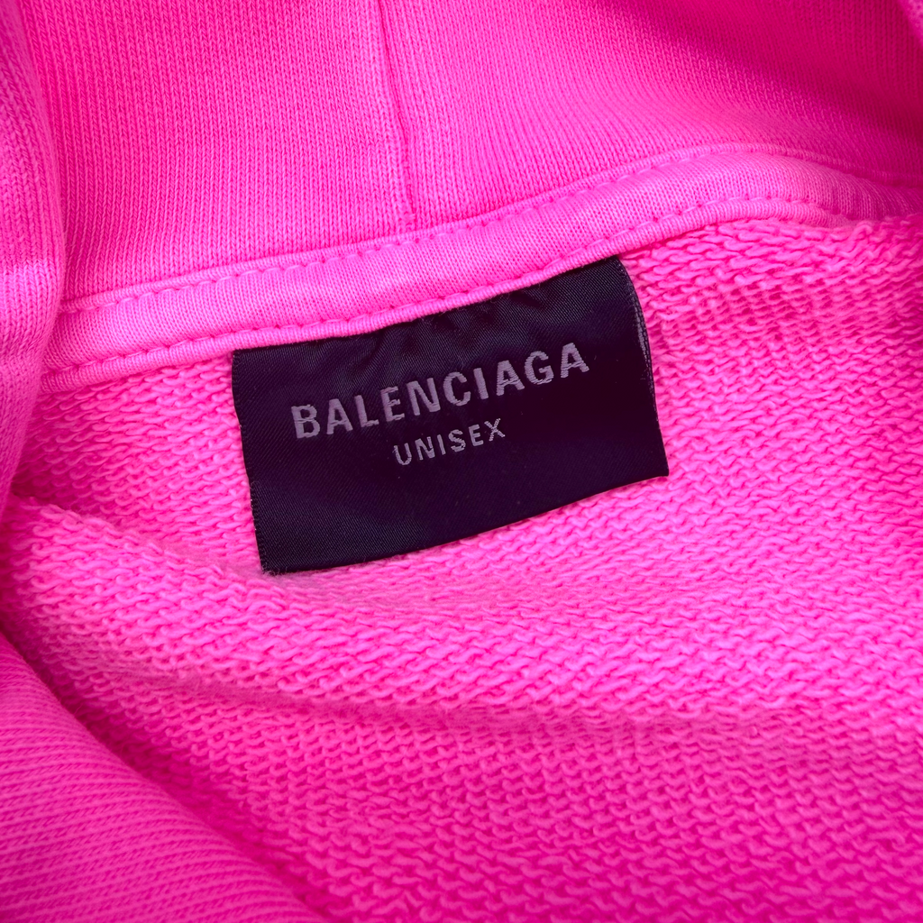 Balenciaga Back Print Bright Pink Medium Fit Hoodie M (L)