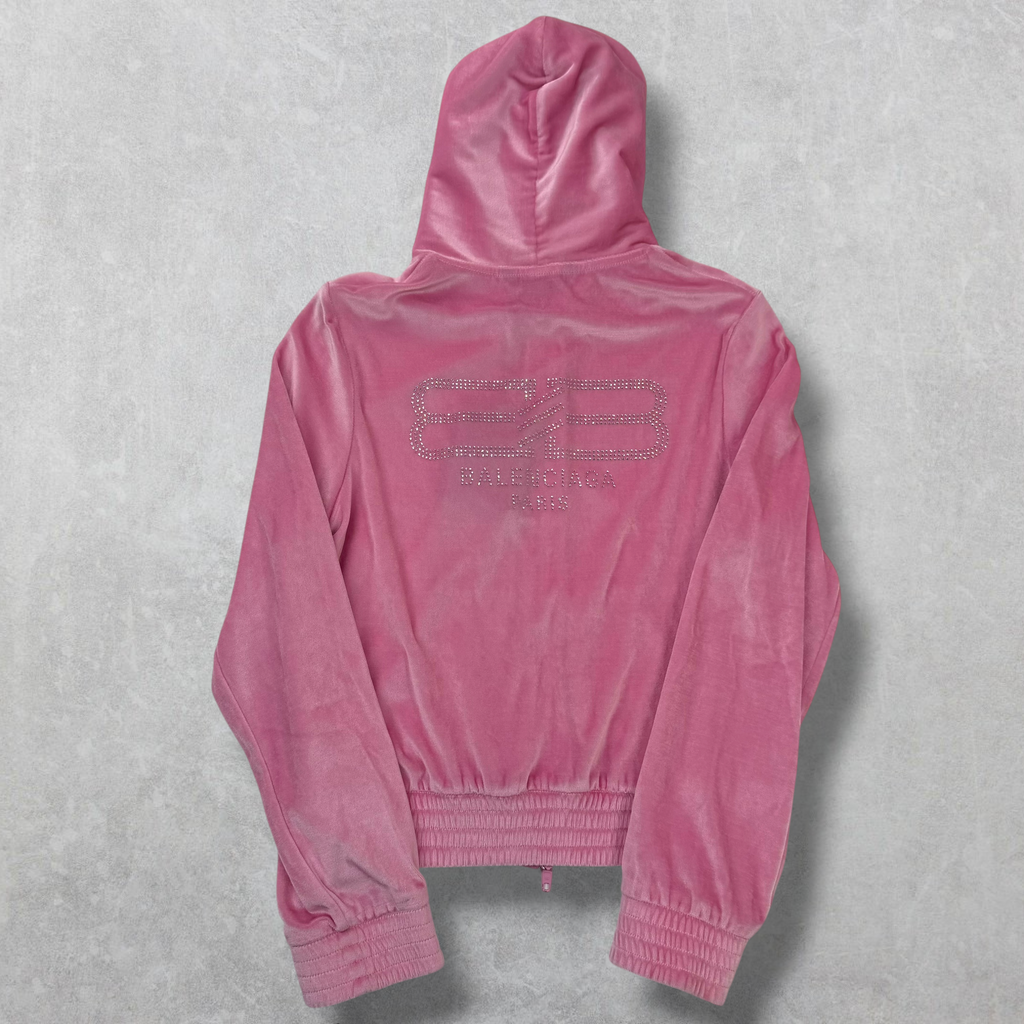 Balenciaga BB Paris Strass Pink Zip-Up Hoodie 38 (XS)