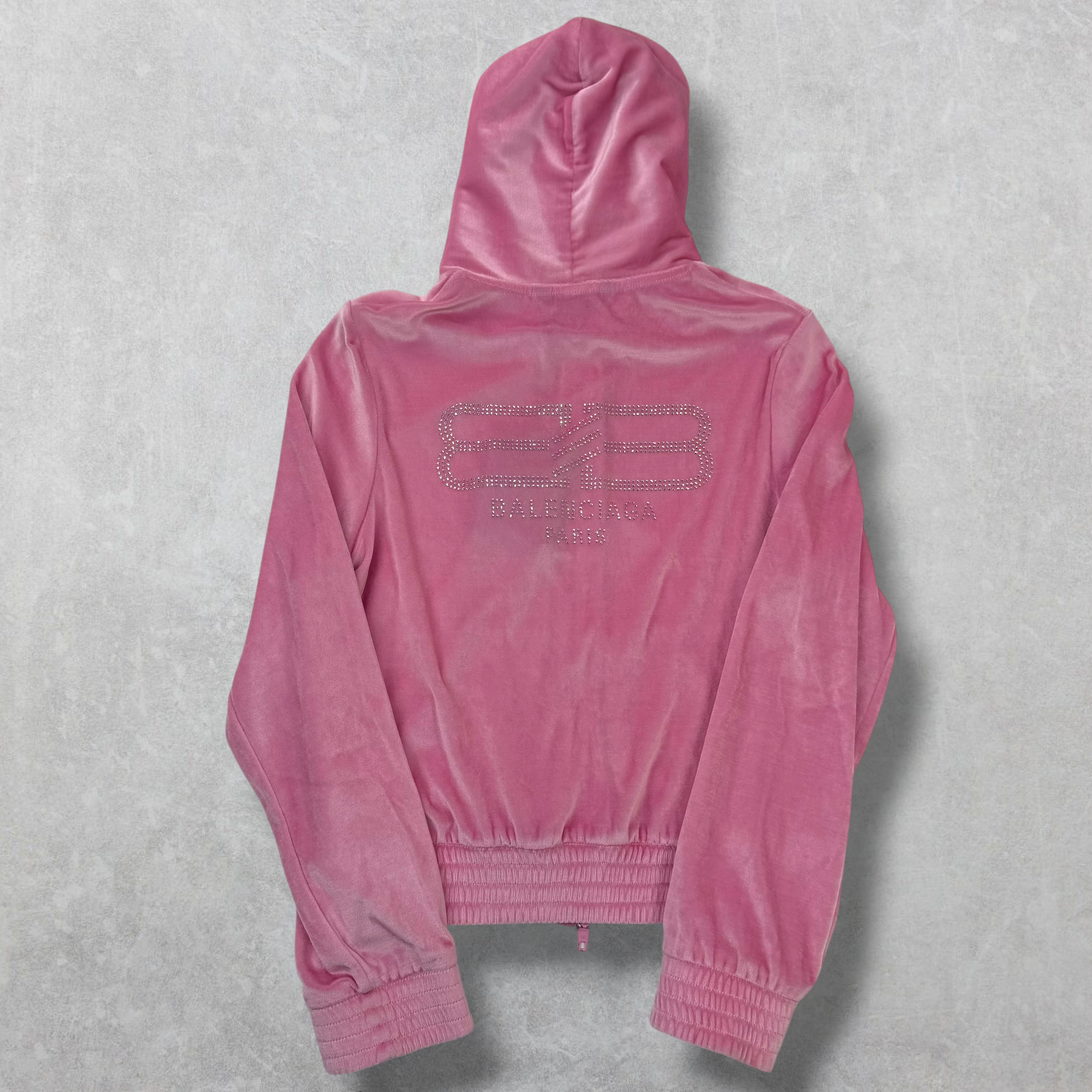Balenciaga BB Paris Strass Pink Zip-Up Hoodie 38 (XS)