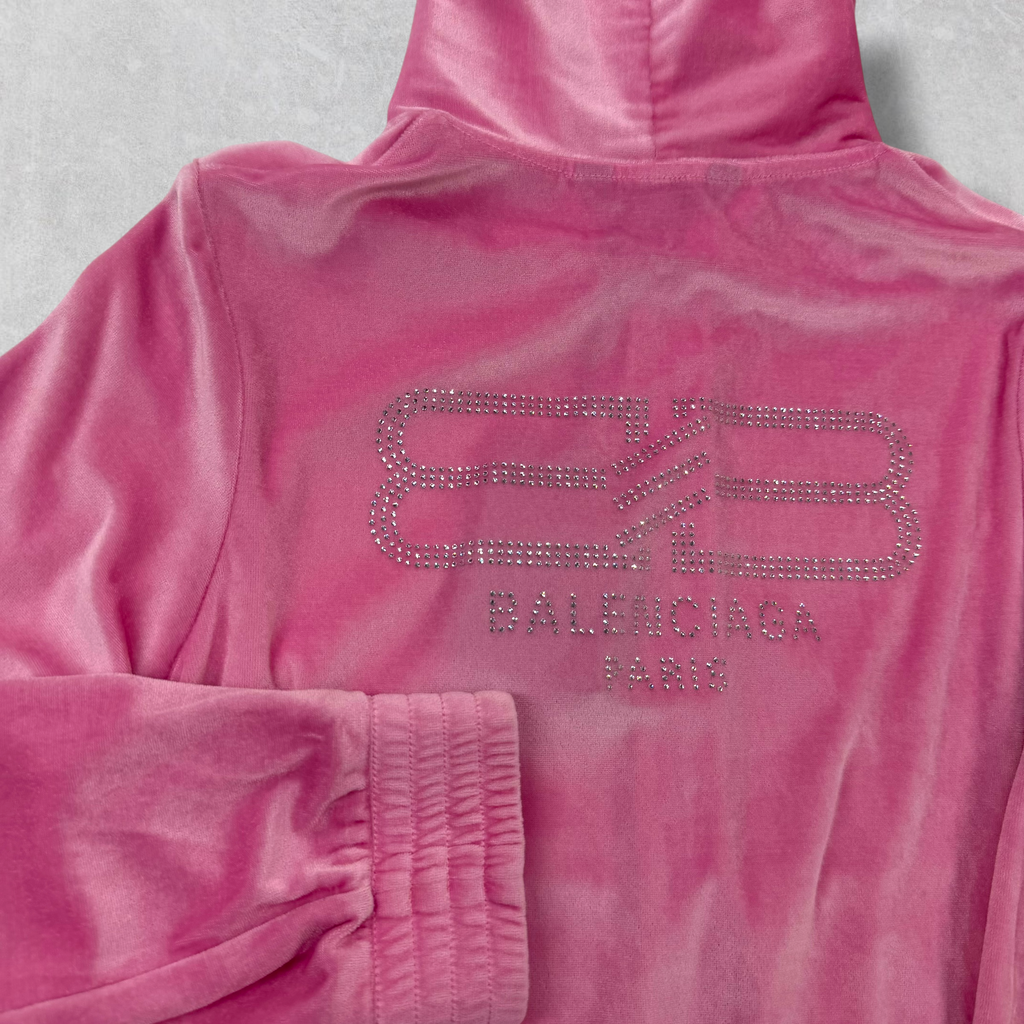 Balenciaga BB Paris Strass Pink Zip-Up Hoodie 38 (XS)