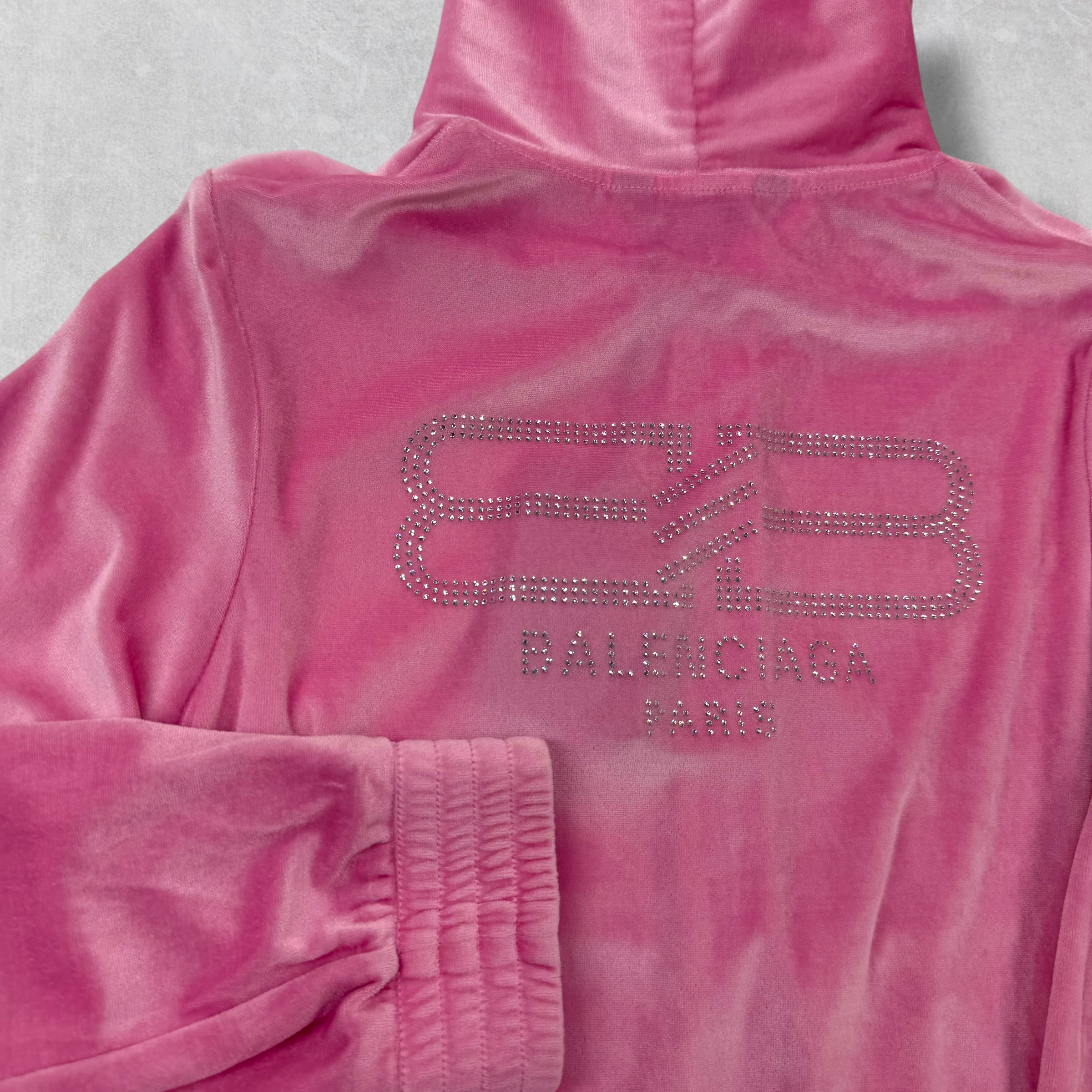 Balenciaga BB Paris Strass Pink Zip-Up Hoodie 38 (XS)