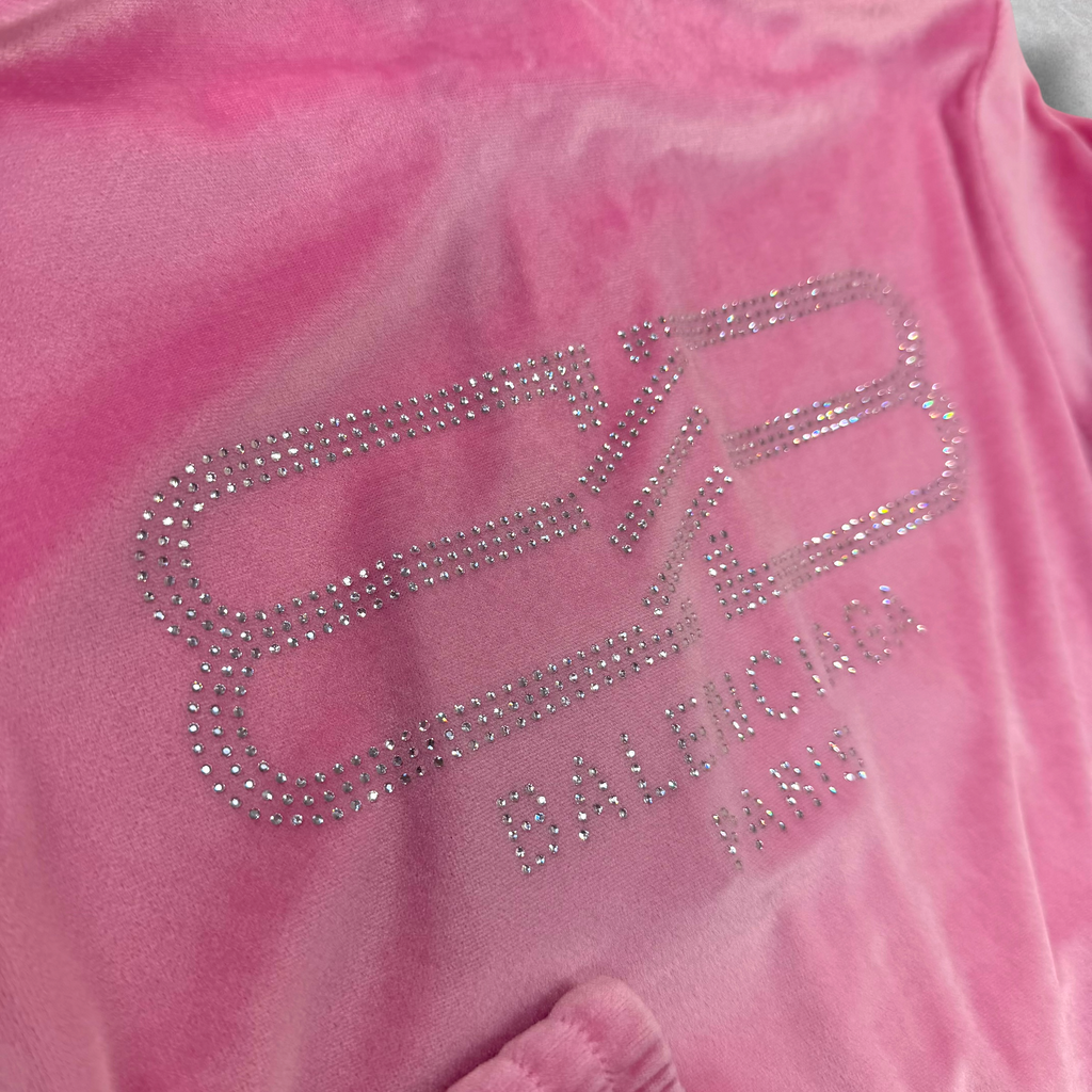 Balenciaga BB Paris Strass Pink Zip-Up Hoodie 38 (XS)