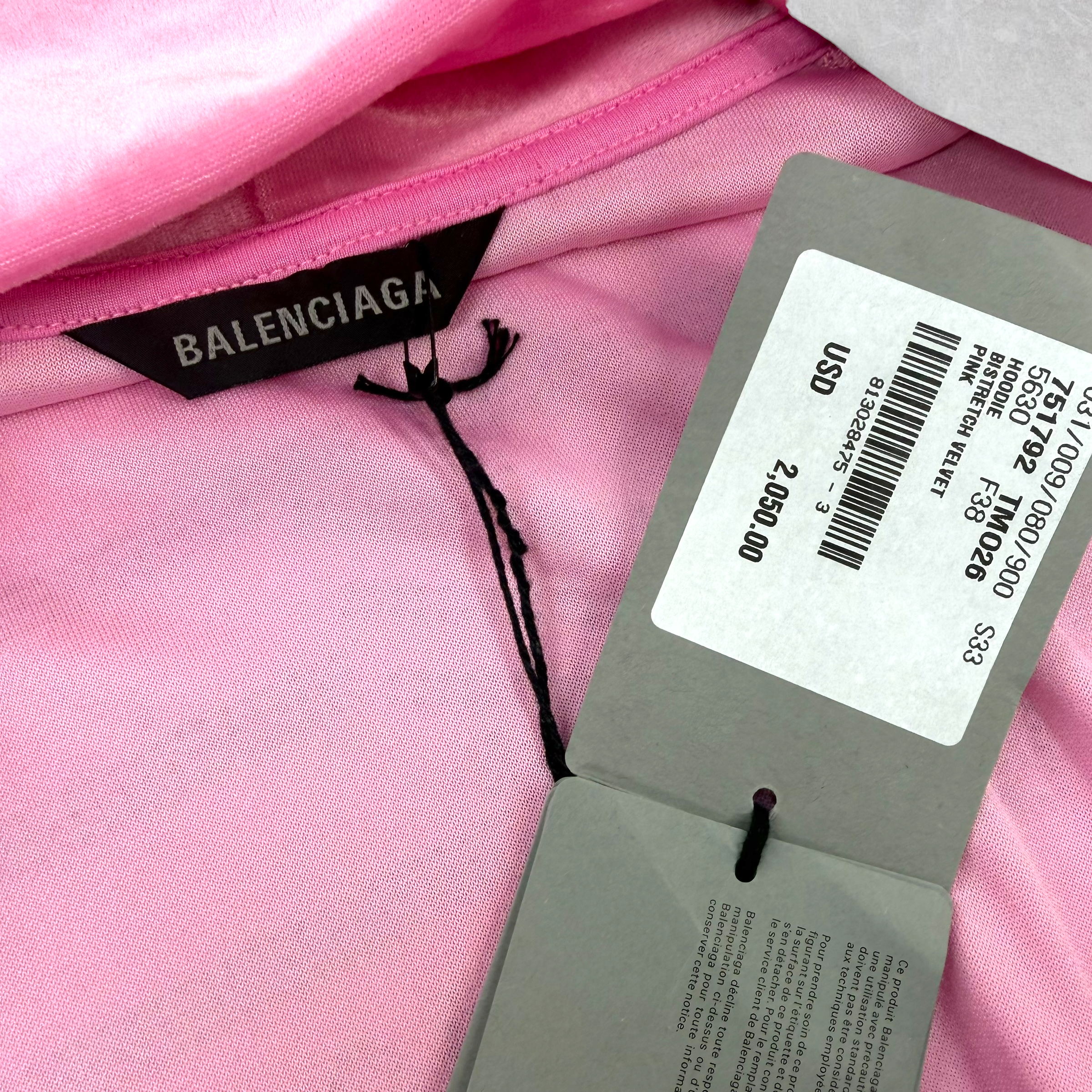 Balenciaga BB Paris Strass Pink Zip-Up Hoodie 38 (XS)