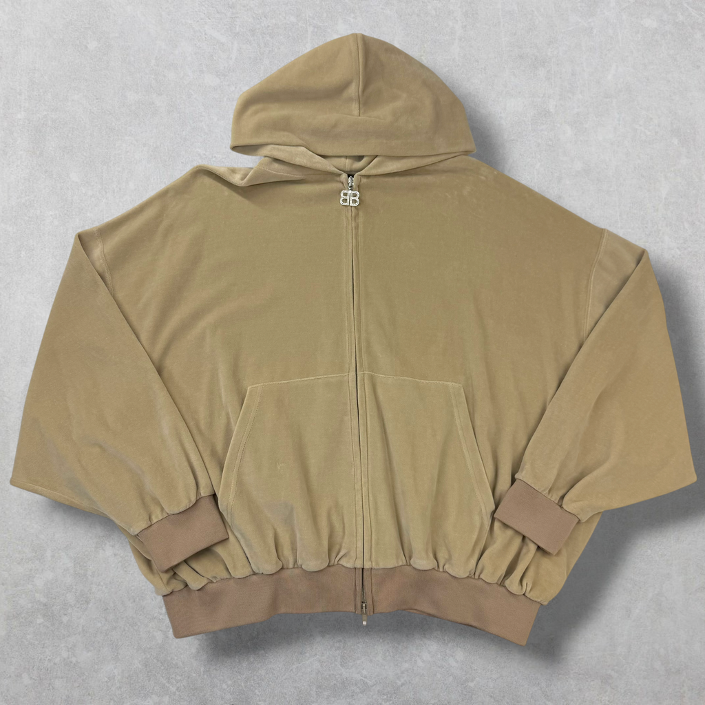 Balenciaga Oversized Rhinestone Velour Zip Hoodie 1 (M)