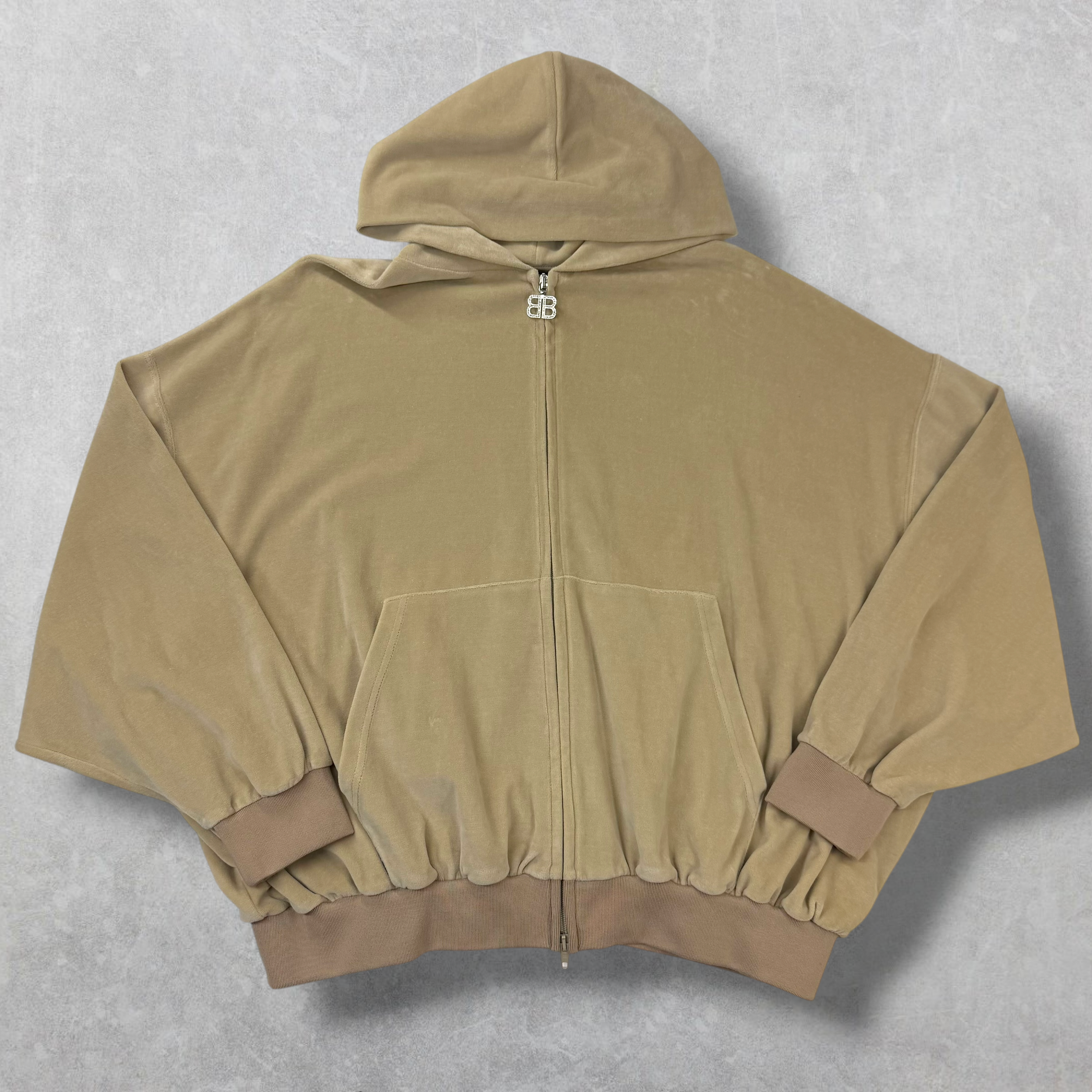 Balenciaga Oversized Rhinestone Velour Zip Hoodie 1 (M)