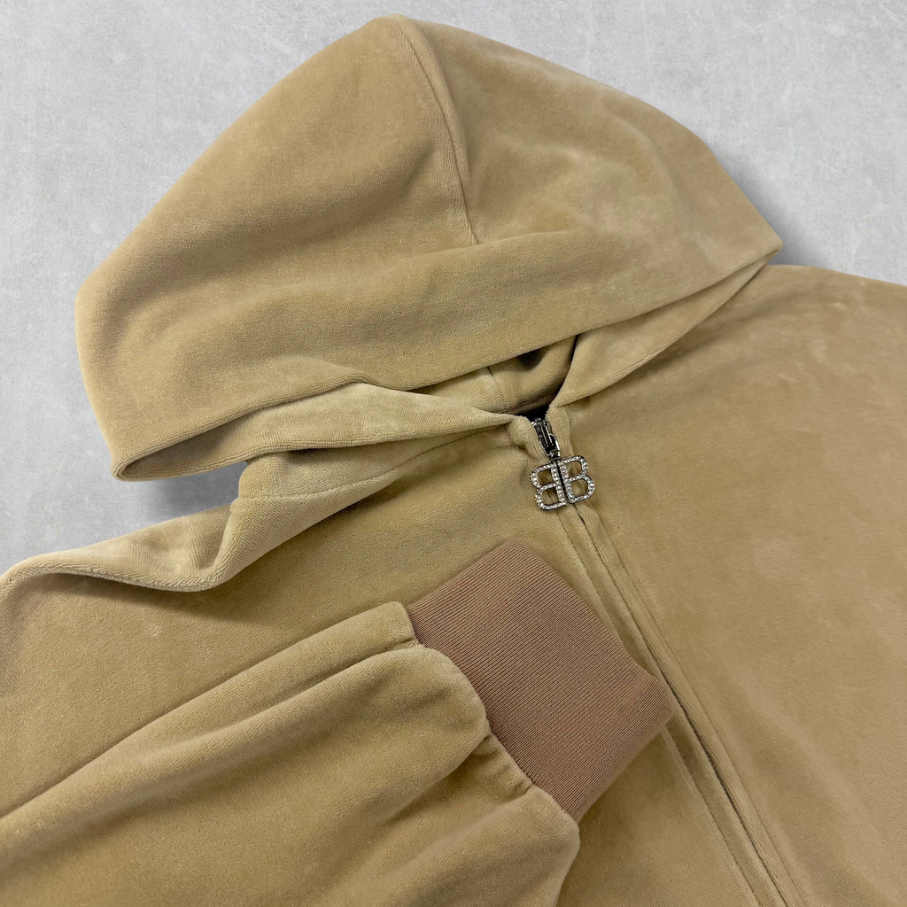 Balenciaga Oversized Rhinestone Velour Zip Hoodie 1 (M)