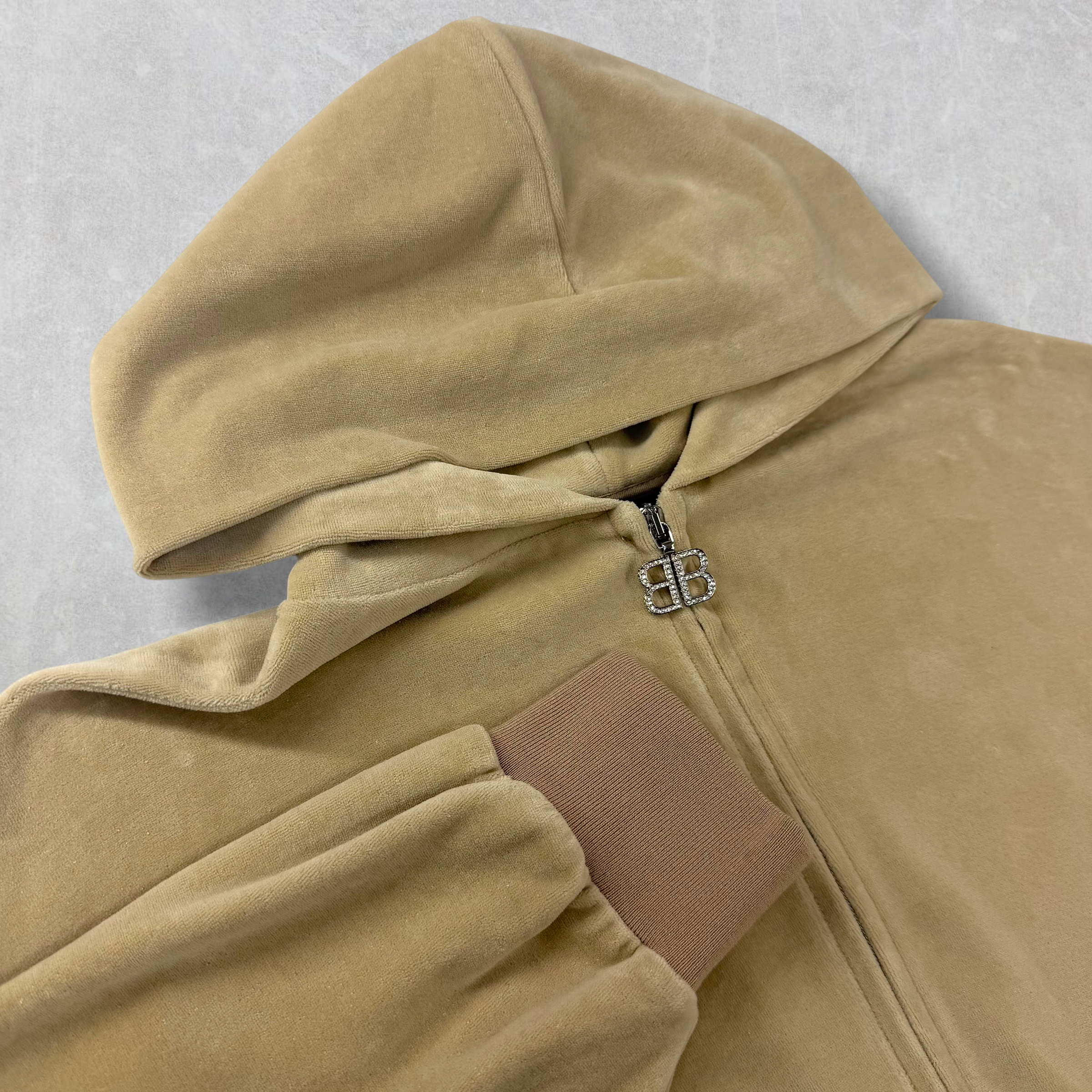 Balenciaga Oversized Rhinestone Velour Zip Hoodie 1 (M)